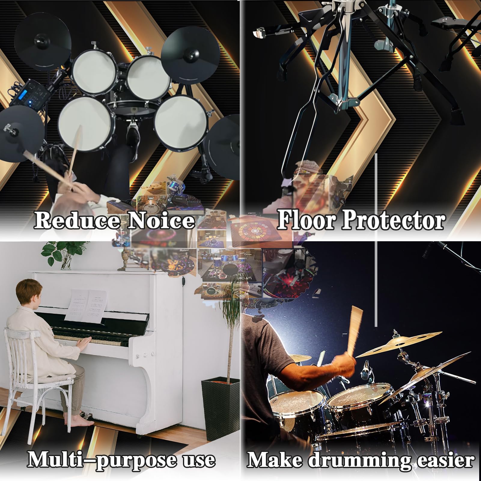 Mata do baterii elektronicznych dźwiękoszczelna mata bębnowa mata ochronna do akcesoriów perkusyjnych instrumenty muzyczne mata podłogowa mata akumulatorowa 140 x 100 cm