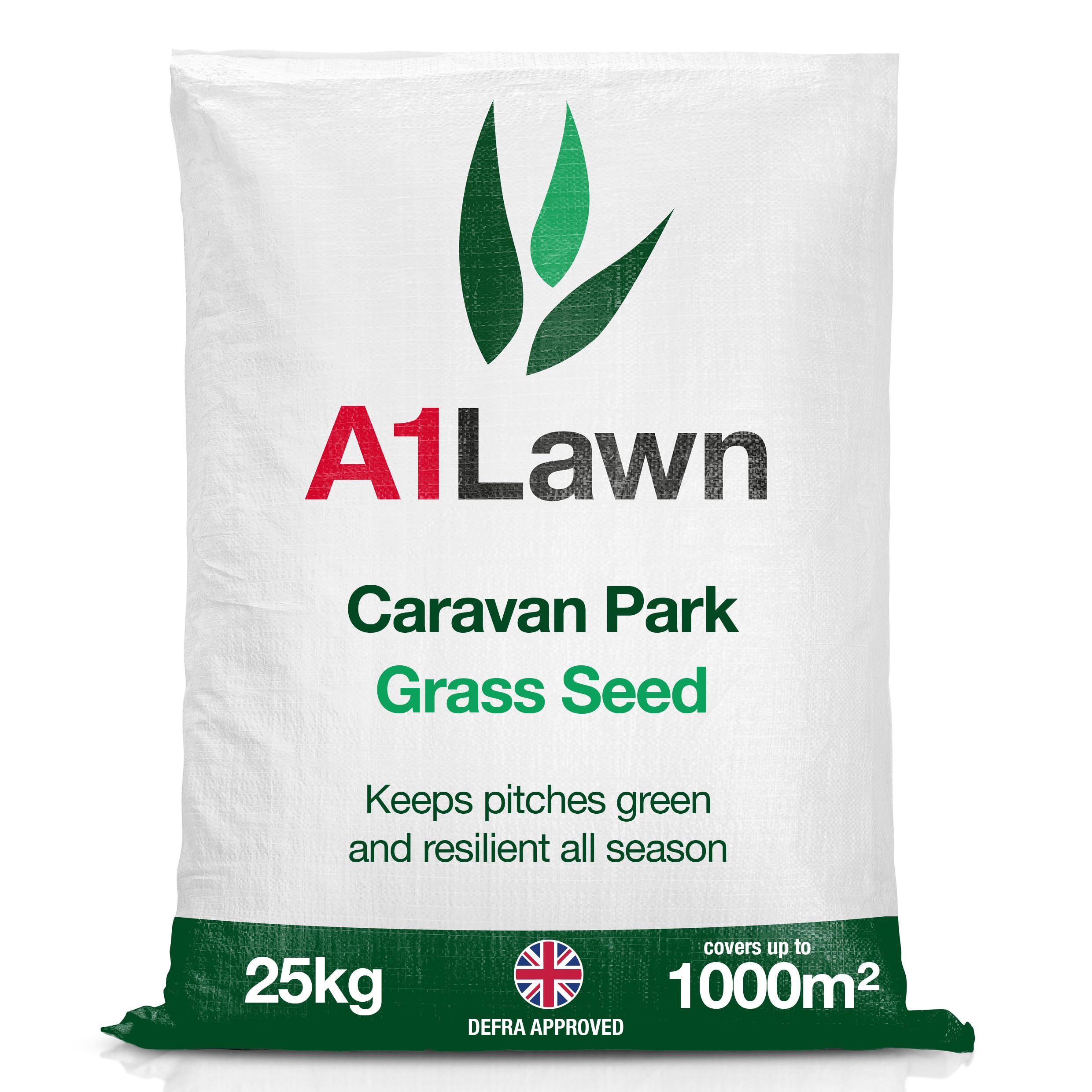 A1 Lawn, Caravan Park Grass Seed - Extremely Hard-Wearing & Fast Establishing, Professional DEFRA, FERA & SASA Certified Mix, 25kg