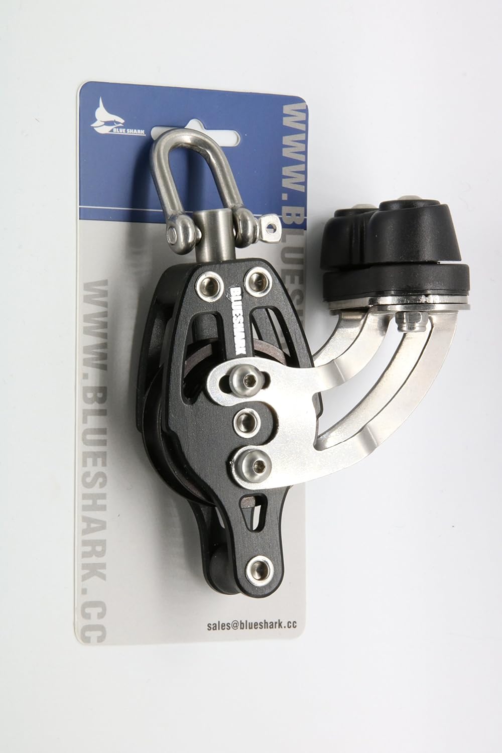 Blue Shark 2263-38 mm Single Swivel Becket Adjustable Cam Aluminum Sailing Block - Max Line: 1/4" (10 mm), Safe Working Load (SWL): 900 lbs, Breaking Load: 2200 lbs (2-Pack)