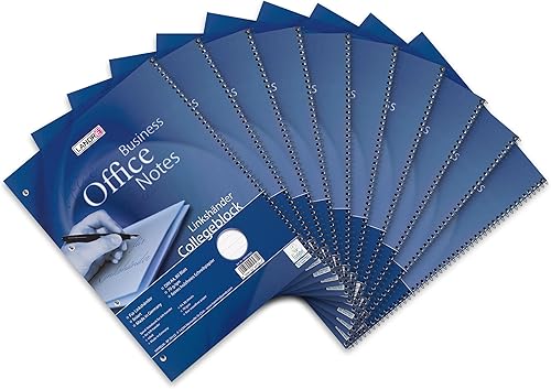 Landre College 100050065 - Lote de 10 libretas para zurdos A4, 80 hojas con raya