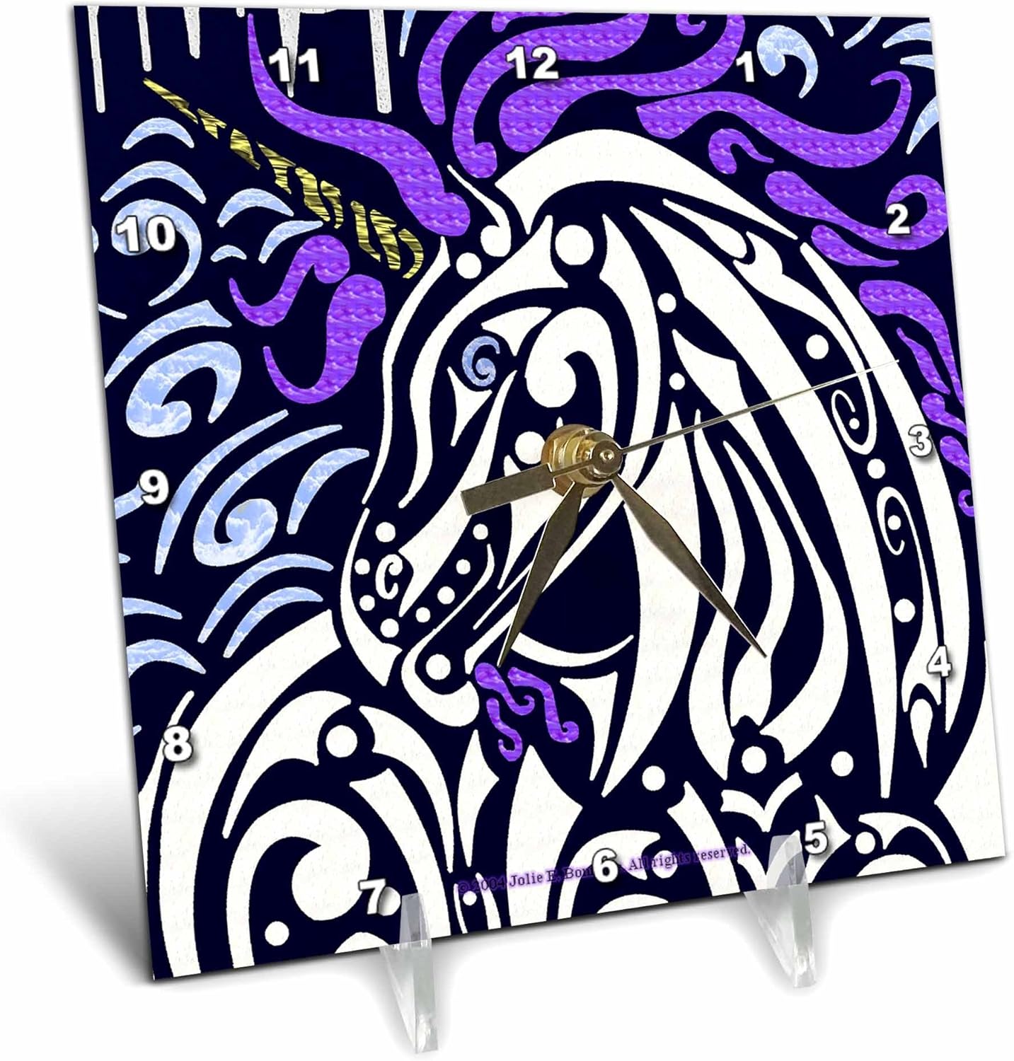 3dRose dc_23185_1 Cloud Runner Unicorn Tribal Fantasy-Desk Clock, 6 by 6-Inch