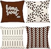YCOLL Pillow Covers 18x18 Set of 4, Modern Sofa Throw Pillow Cover Decorative Linen Fabric Pillow Case for Couch Bed Car, Coffee