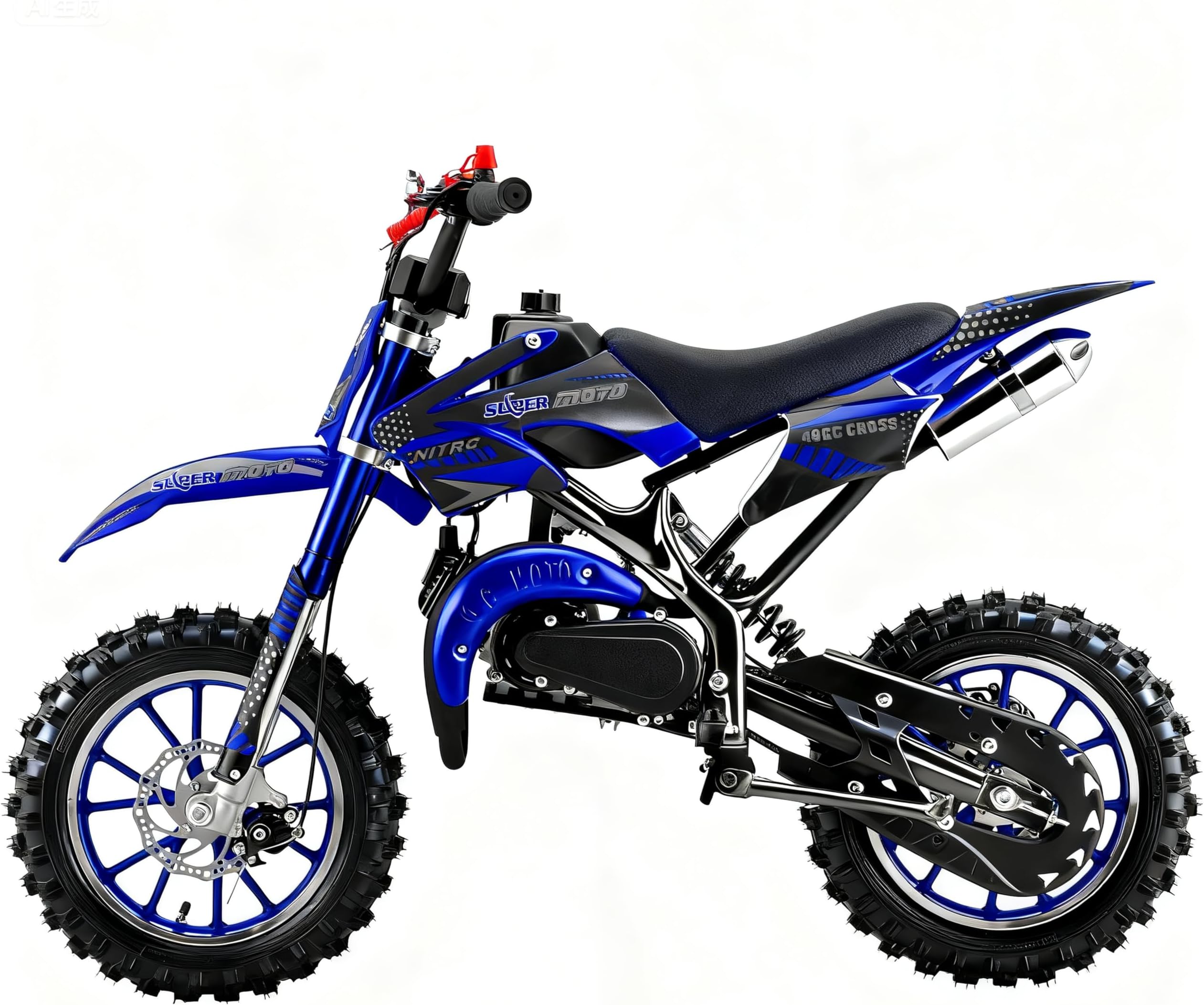 50cc Kids Dirt Bike,Dirt Bike for Kids,Gas Dirt Bikes with 2-Stoke,Off Road Motorcycle for kids 5-17 with Front/Rear Disc Brakes, Shock Absorption, Soft Seat Cushion
