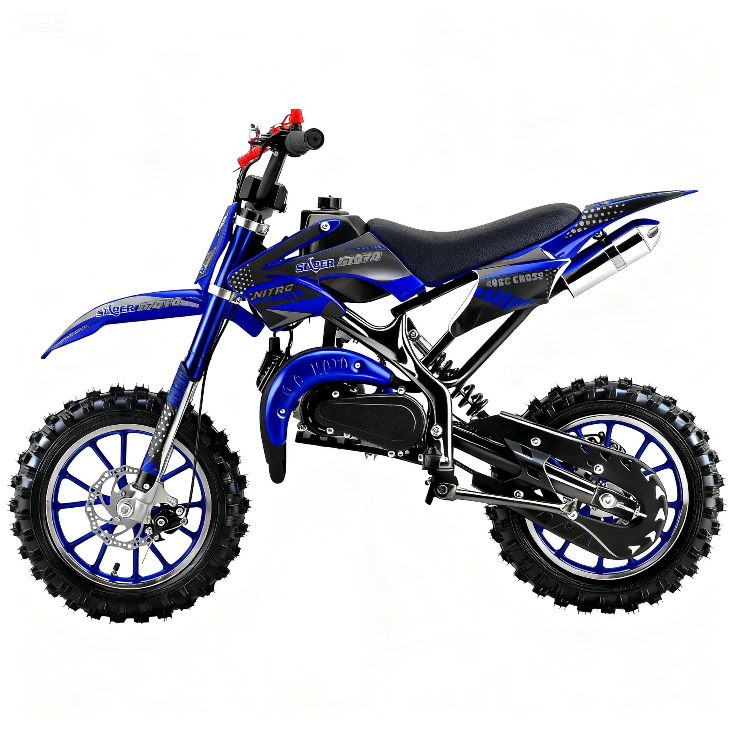 50cc Kids Dirt Bike,Dirt Bike for Kids,Gas Dirt Bikes with 2-Stoke,Off Road Motorcycle for kids 5-17 with Front/Rear Disc Brakes, Shock Absorption, Soft Seat Cushion