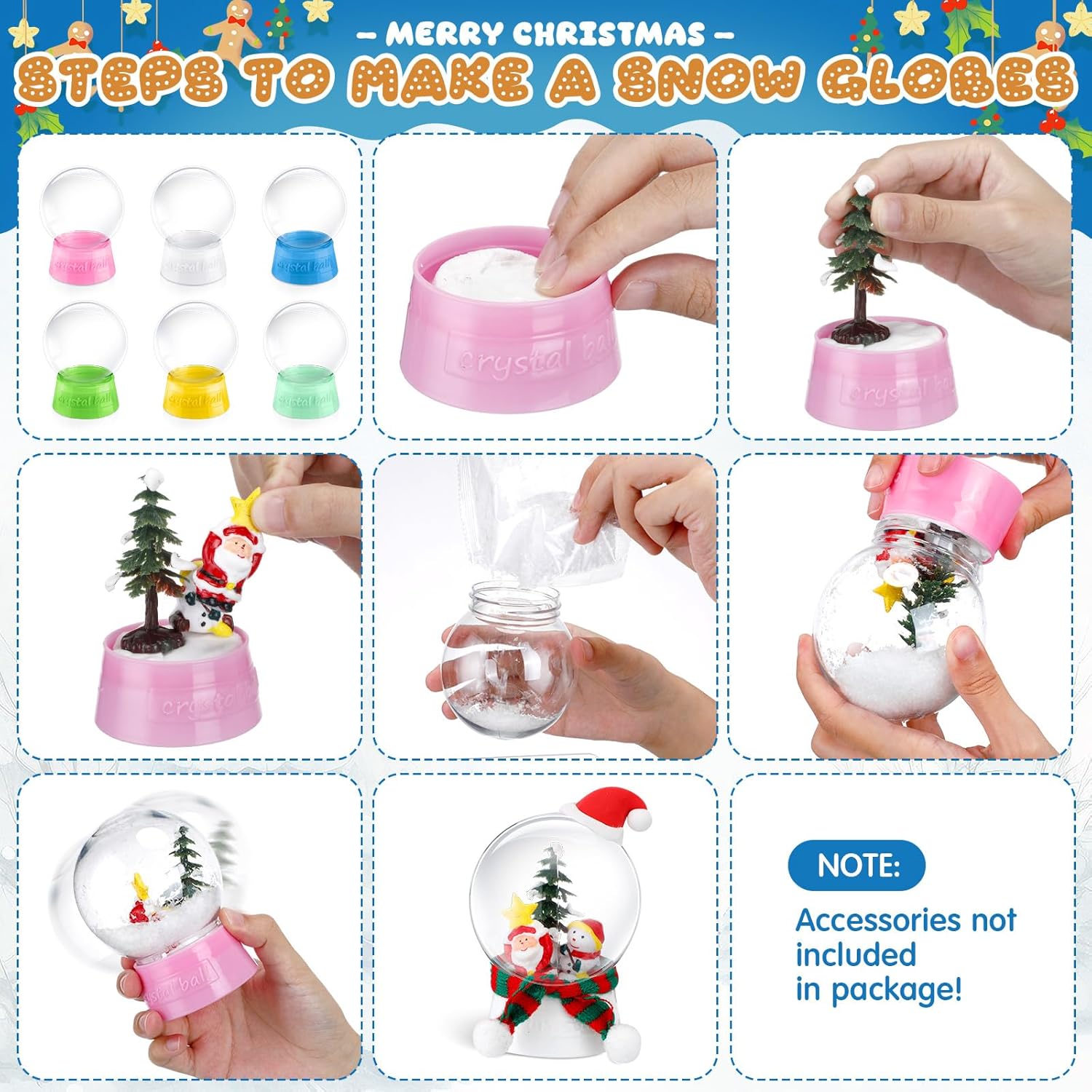 Layhit 72 Pcs 4 Inch Empty DIY Snow Globe Bulk Clear Plastic Water Globe Bulk Fillable Valentines Day Snow Globes with Screw Off Cap Keepsake Display Case for DIY Crafts Ornaments Home Decoration