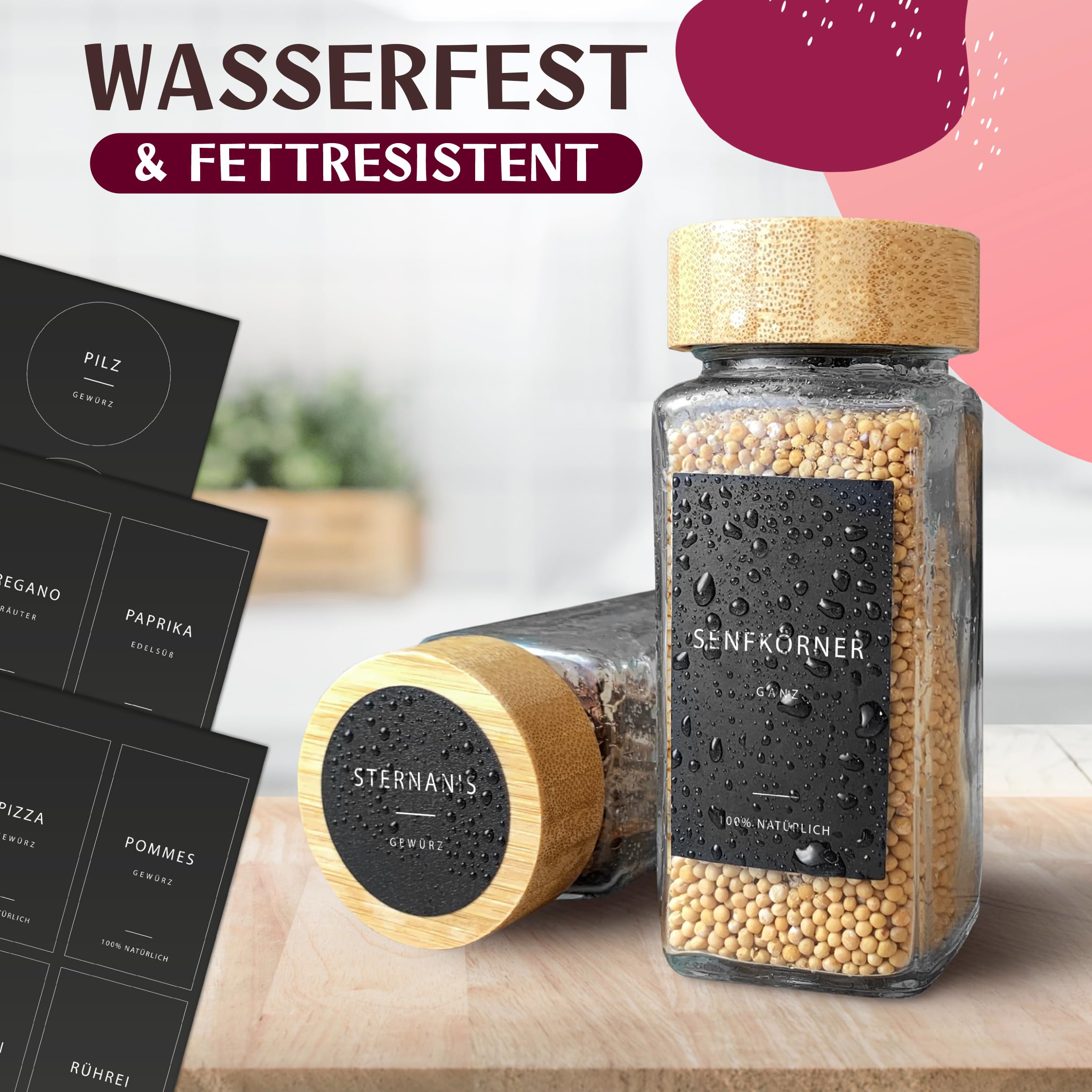 Happy Lemuro Kruidenpotjes met strooiinzet [24 x 120 ml] 303 etiketten