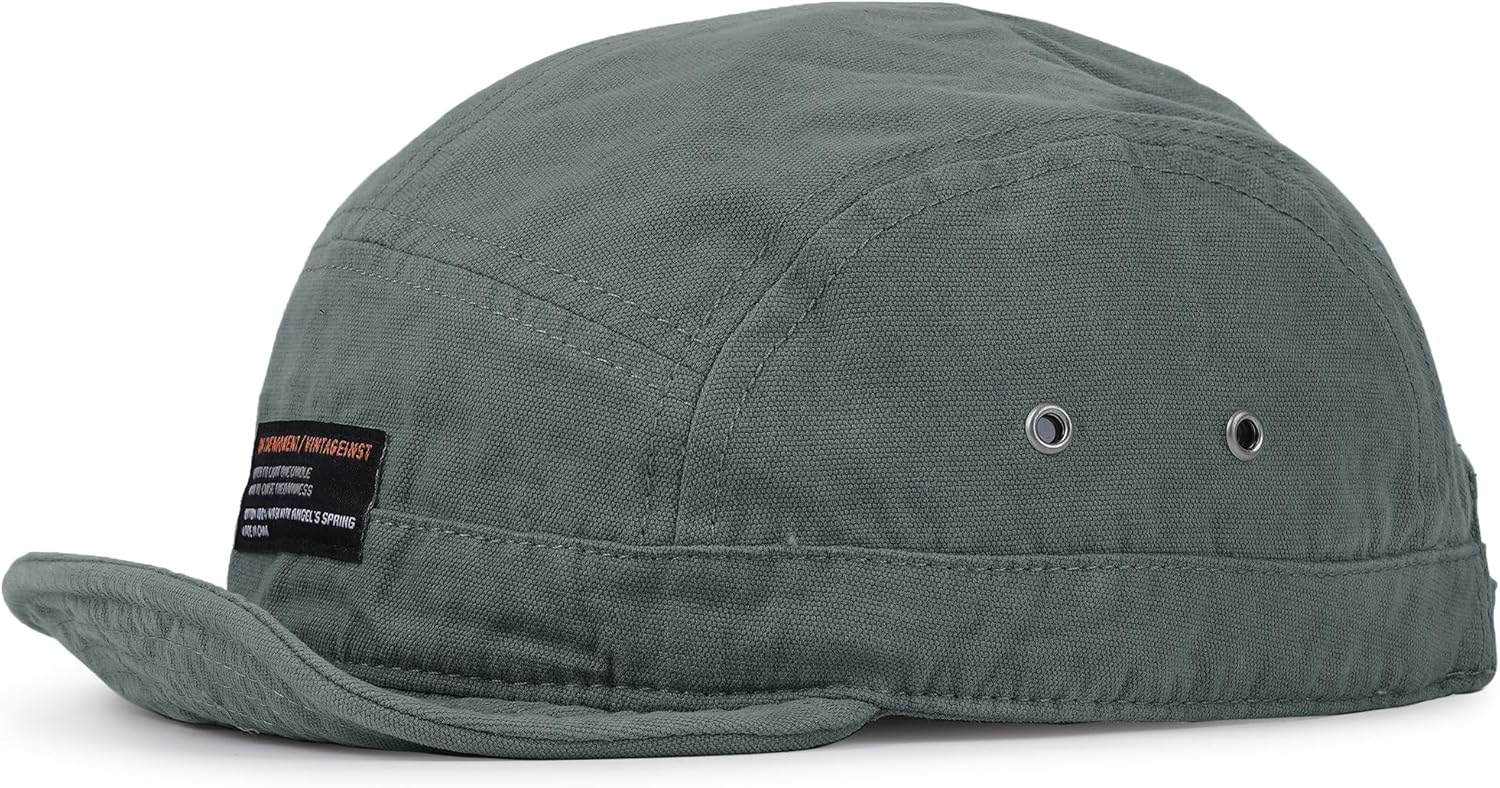 Clakllie Retro 5 Panel Short Brim Cap Casual Baseball Caps Dad Hat Flat Bill Snapback Fitted Caps Trucker Hat Short Cadet Cap - Image 5