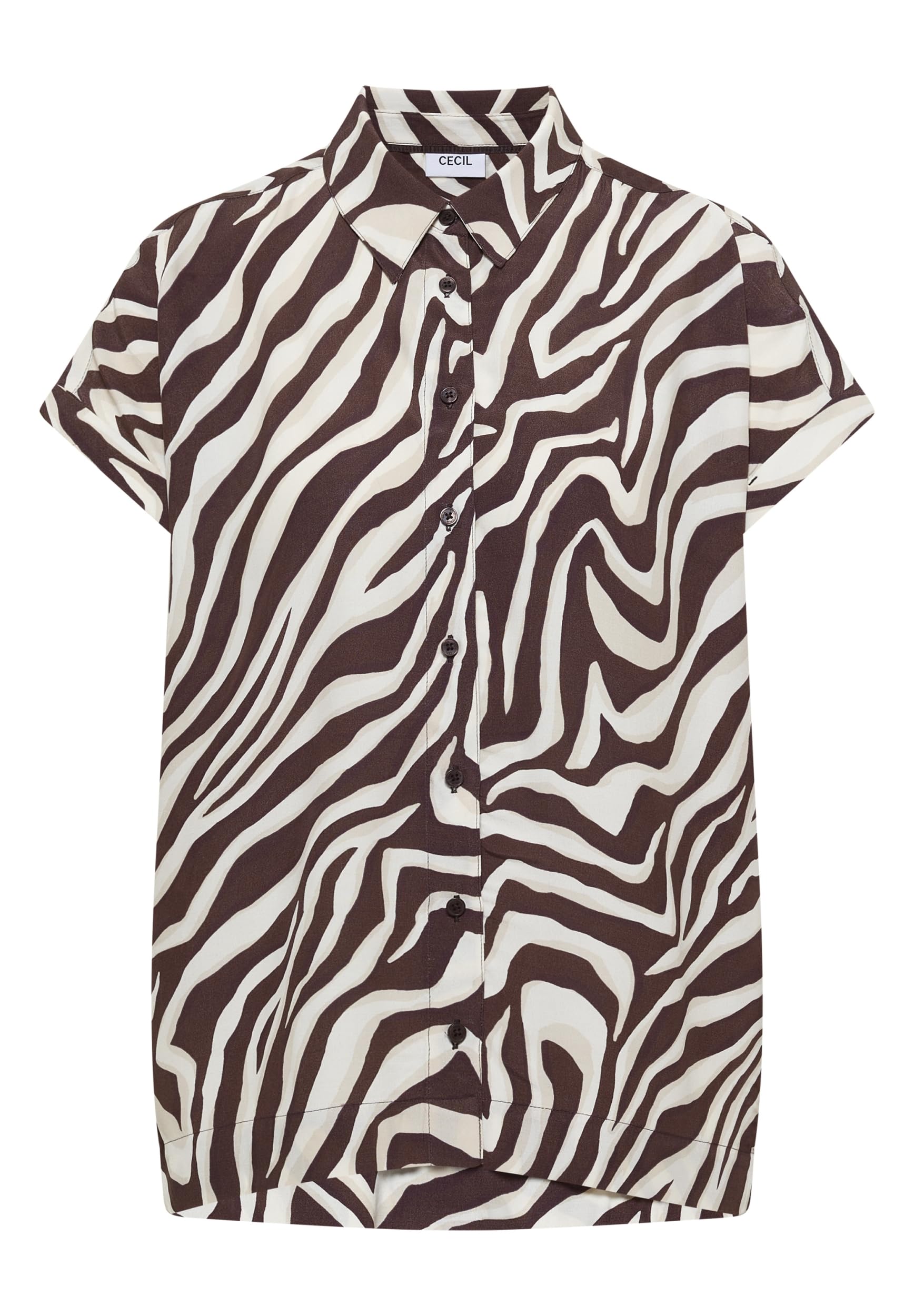 Cecil Women's 3412798 Short-Sleeved Shirt Blouse with Zebra Print (Pack of 1), Brown Cacao, L