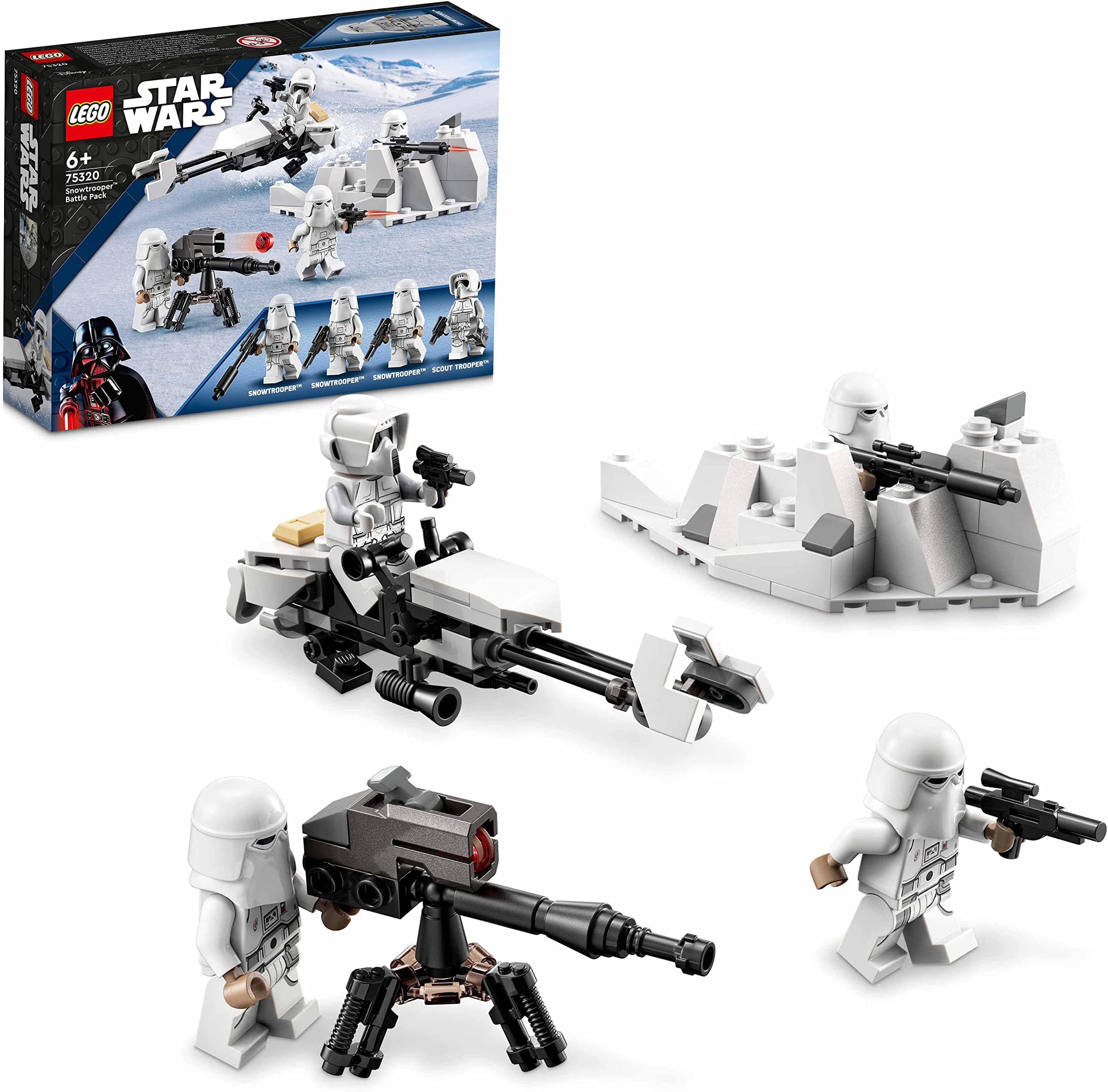 LEGO Star Wars Snowtrooper Battle Pack 75320 Toy Building Kit for Kids Aged 6 and Up; Features 4 Characters, a Buildable Imperial Hoth Speeder Bike, E-Web Heavy Repeating Blaster and More (105 Pieces)
