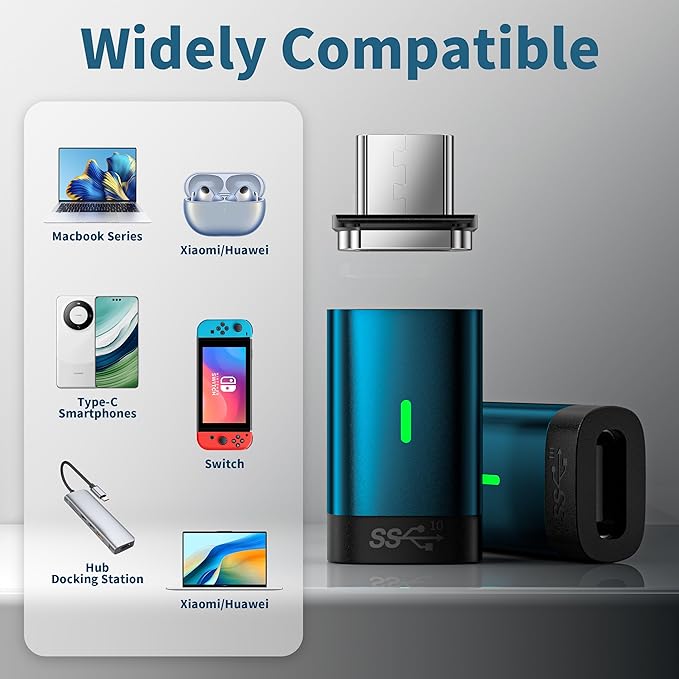 Adaptador Magnético USB-C 100W PD Carga Rápida 40 Gbps 3 Unidades miniatura 7