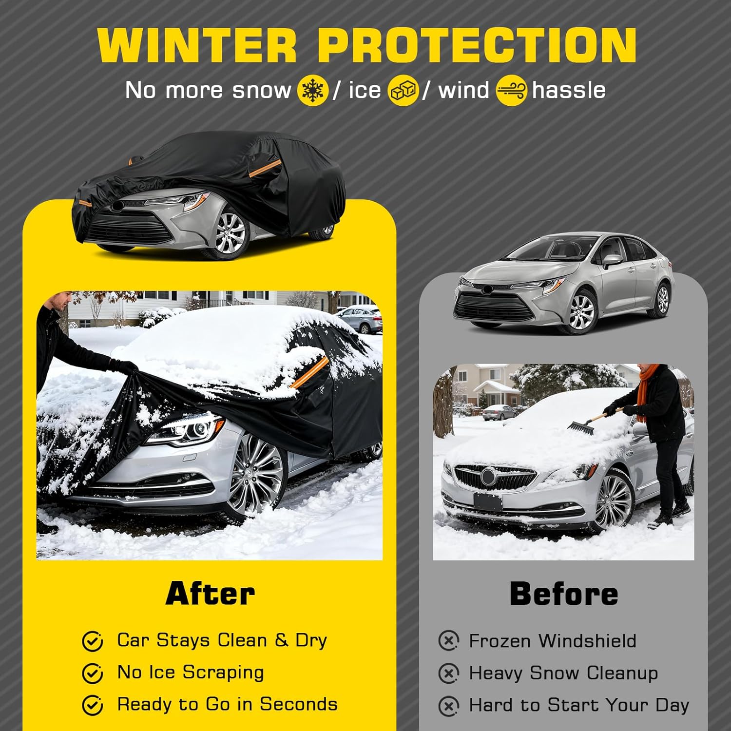 Waterproof Car Cover for Nissan Sentra 2007-2025, 6 Layers Covers with Cotton Liner and Zipper Door, All Weather Full Exterior Cover, Snow Rain Hail Dust Leaves Bird droppings Protection