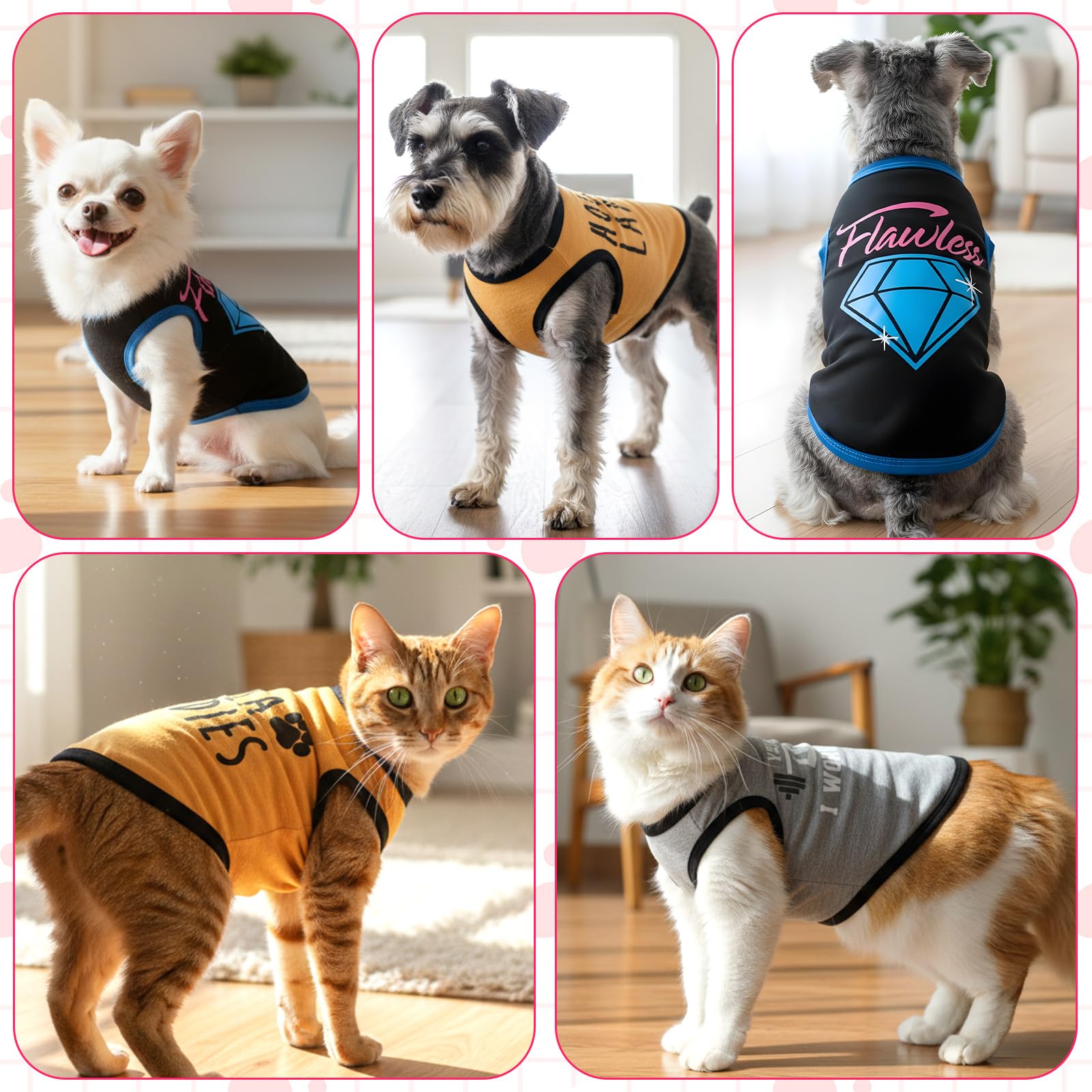 Lot de 4 vêtements pour chihuahua, t-shirts mignons pour petit chien, doux et confortable, noir, taille XXS pour Teacup, Yorkshire Terrier, chiots et chatons