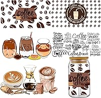 Vista 1 de KJMYYXGS Adhesivo de transferencia UV DTF, 5 hojas de café frotado en transferencias para tazas de vidrio de 16 onzas y calcomanías decorativas