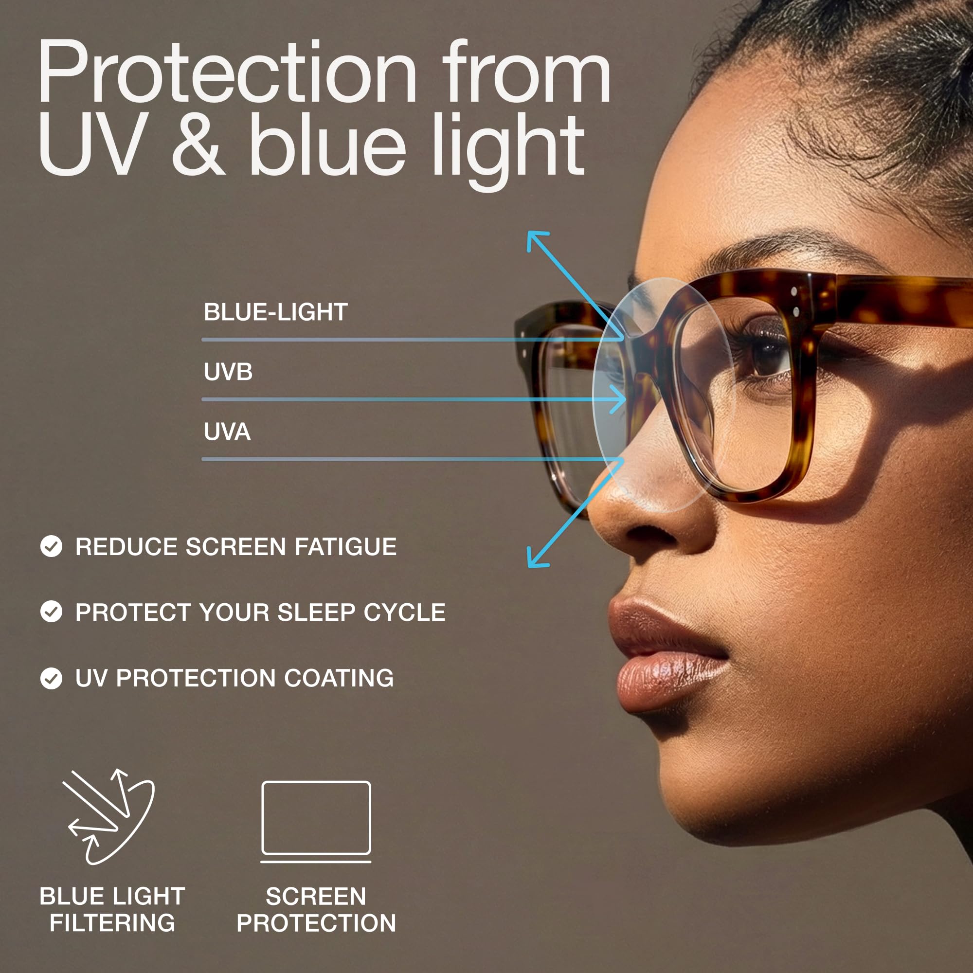 miyya Oversized Blue Light Glasses For Woman, Fashion, Screen Computer Screen, Okulary bez recepty dla kobiet