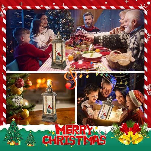 Miniatura 103 de Globo de nieve de muñeco de nieve de Navidad, linterna musical de muñeco de nieve con temporizador de 6 horas forrado por USB, funciona