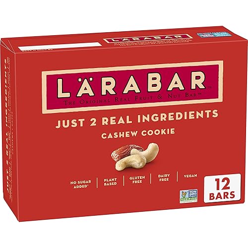 Larabar - Barra de frutas y nueces galletas de anacardo sin gluten vegana barras de 16 onzas 12 unidades