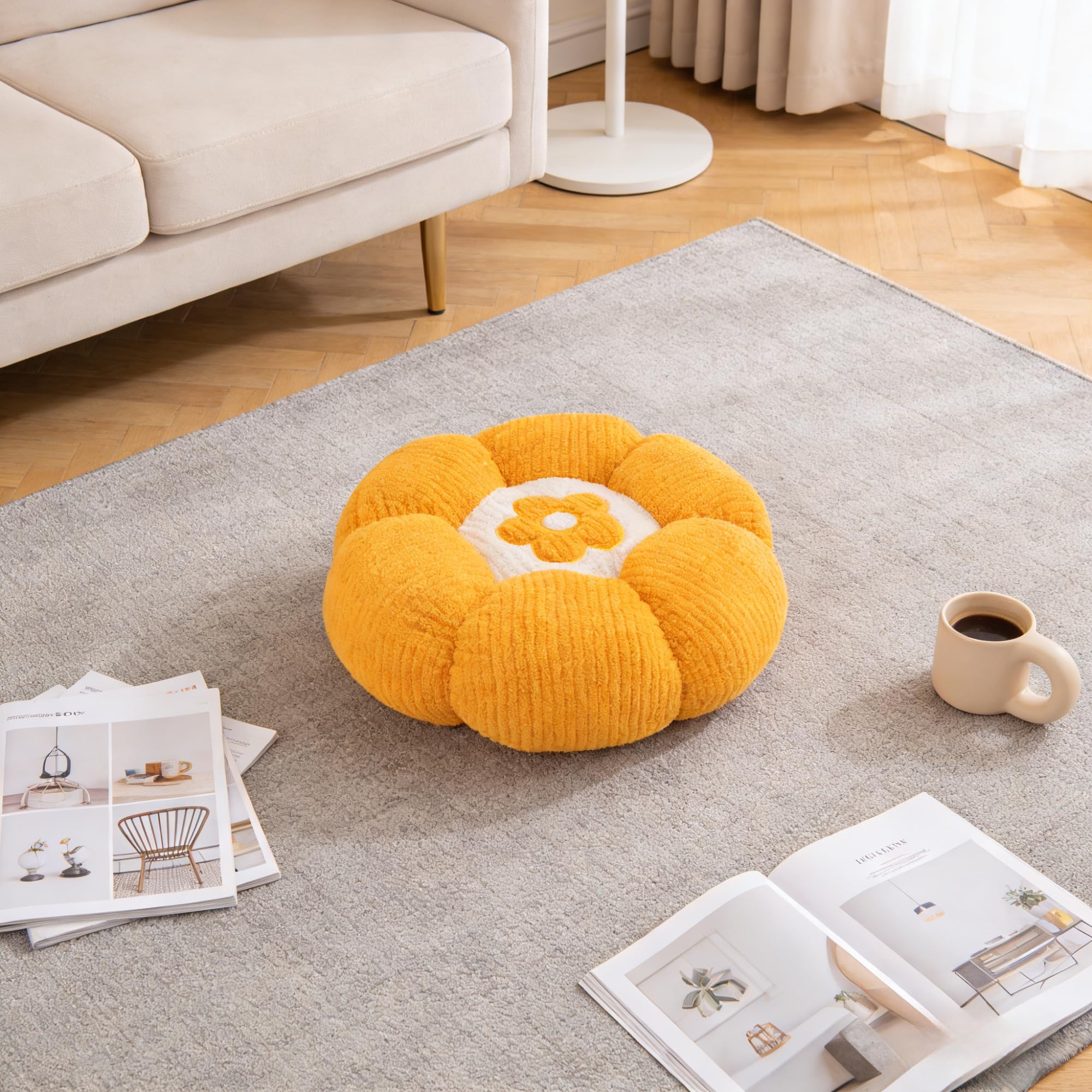 50cm Blumenkissen, Dekokissen in Blumenform, Bodenkissen mit Blumenmotiv, niedliches Plüschkissen in Blumenform, hübsche Dekokissen für Sofa, Schlafzimmer und Auto