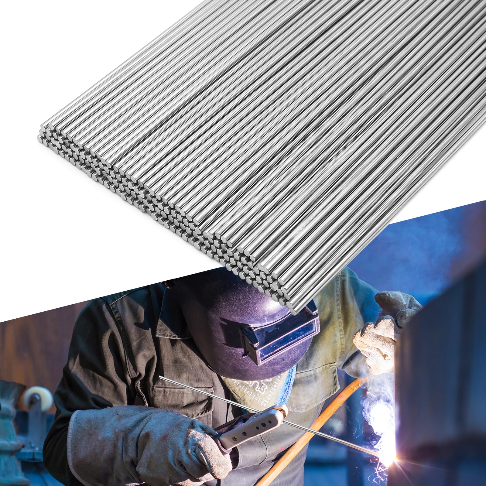UNIFAMILY 60pcs Stainless Steel TIG Welding Rod ER308L, 3/32"x16" Stainless Steel Welding Rod, Tig Filler Rod Low Splatter Corrosion Resistance, Welding Rods, TIG Welding Accessories