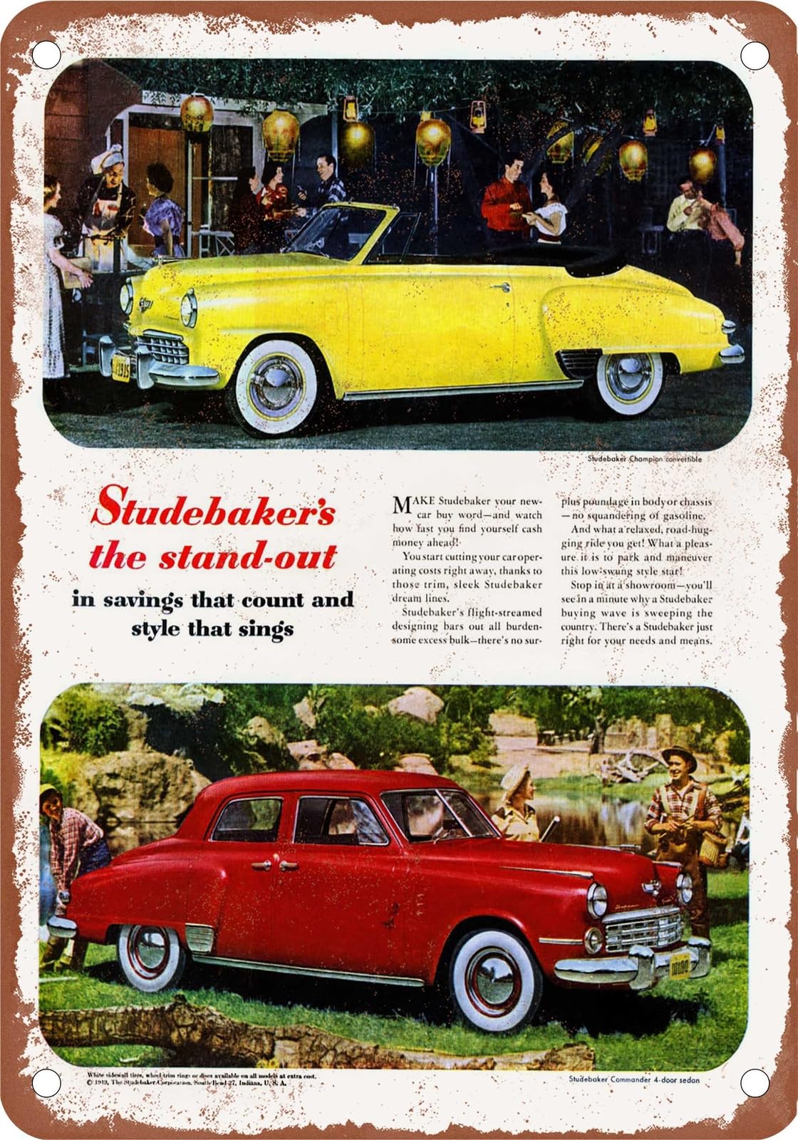 METAL SIGN - 1949 Studebaker Vintage Ad 01 - Old Retro Rusty Look home decor