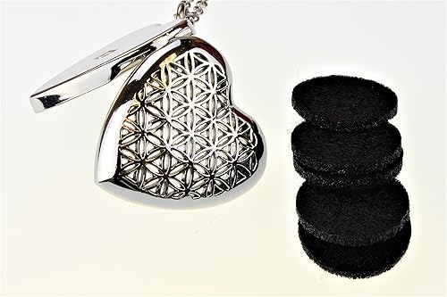 Miniatura 8 de Wild Essentials Difusor de aceite esencial de corazón de cromo, colgante de medallón de aleación sin níquel con cadena de 24 pulgadas, 6