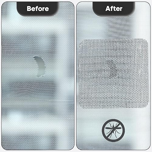 Miniatura 5 de Secopad Kit de reparación de pantalla negrogris, 14 piezas de cinta de reparación de parches de pantalla de ventana para reparación de puertas de