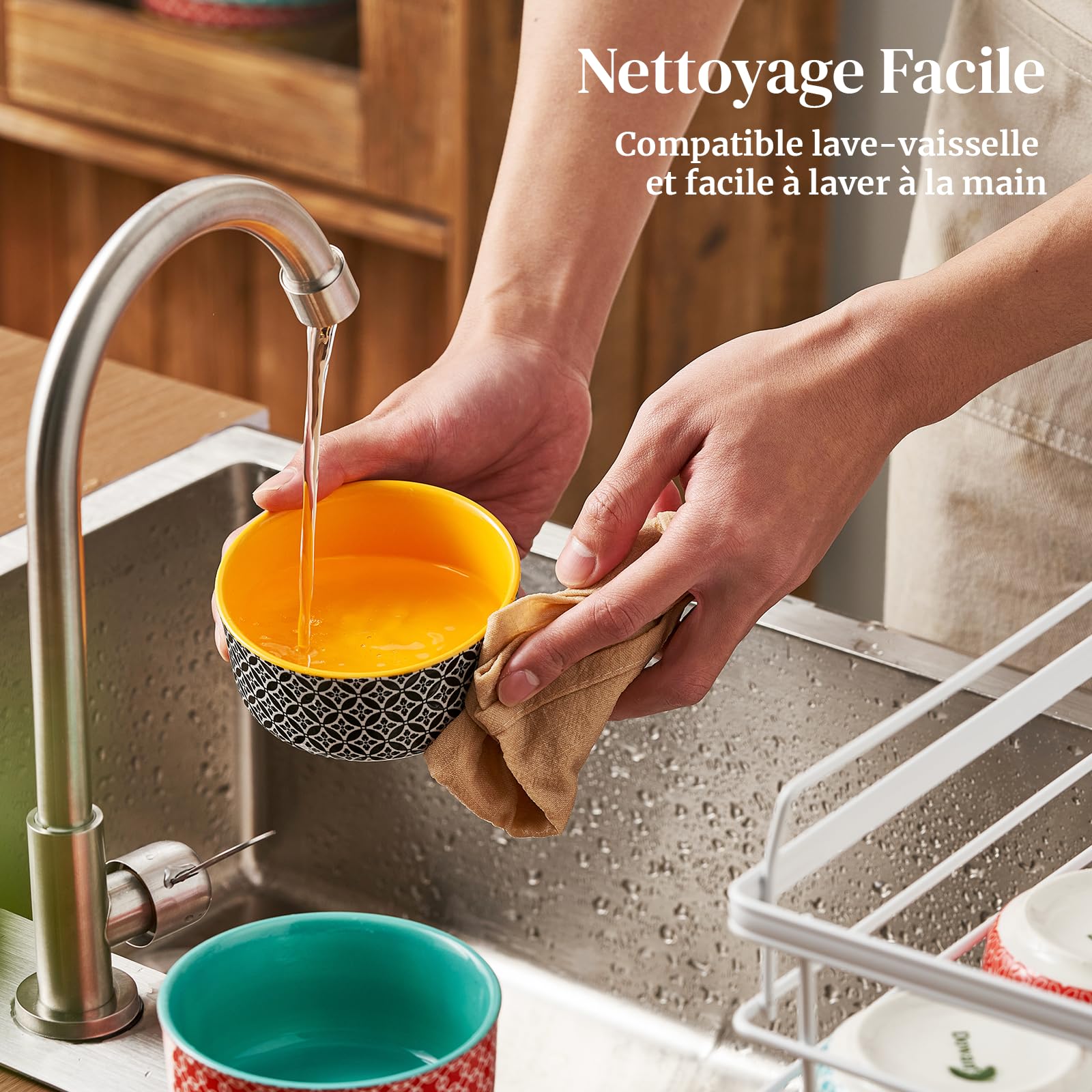 DOWAN Lot de 6 ramequins à crème brûlée - En porcelaine - 120 ml - Passe au four à soufflé - Passe au four, au micro-ondes et au lave-vaisselle - Diamètre : 9 cm - Multicolore