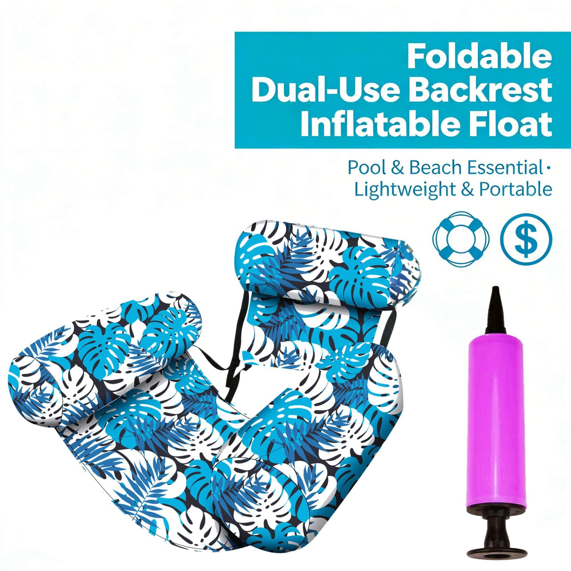 Luftmatratze Pool Sessel 2 Stück mit Handpumpen, aufblasbare Wasserhängematte für Schwimmbad Strand