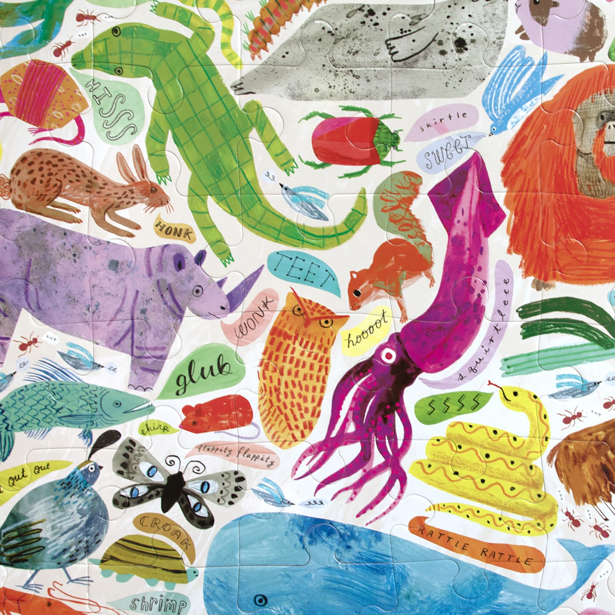 eeBoo: Animal Voices Riesenpuzzle - 36 Teile - 26 x 21 Boden-Puzzle, skurriles Geräusch-Thema, robuste, staublose, übergroße Teile, pädagogisch, Kinder ab 4 Jahren