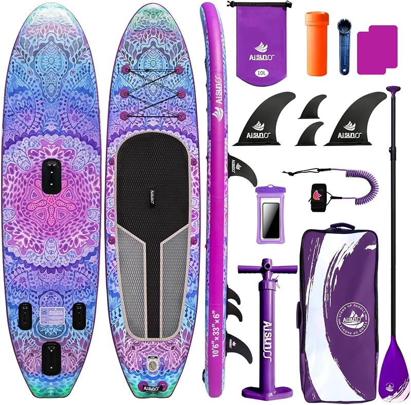 Inflatable Paddle Board for Adult, Paddle Board for All Skill Levels, Wide SUP Board with Primium Accessories Include SUP Carry Bag, Hand Pump, 10L Waterproof Bag