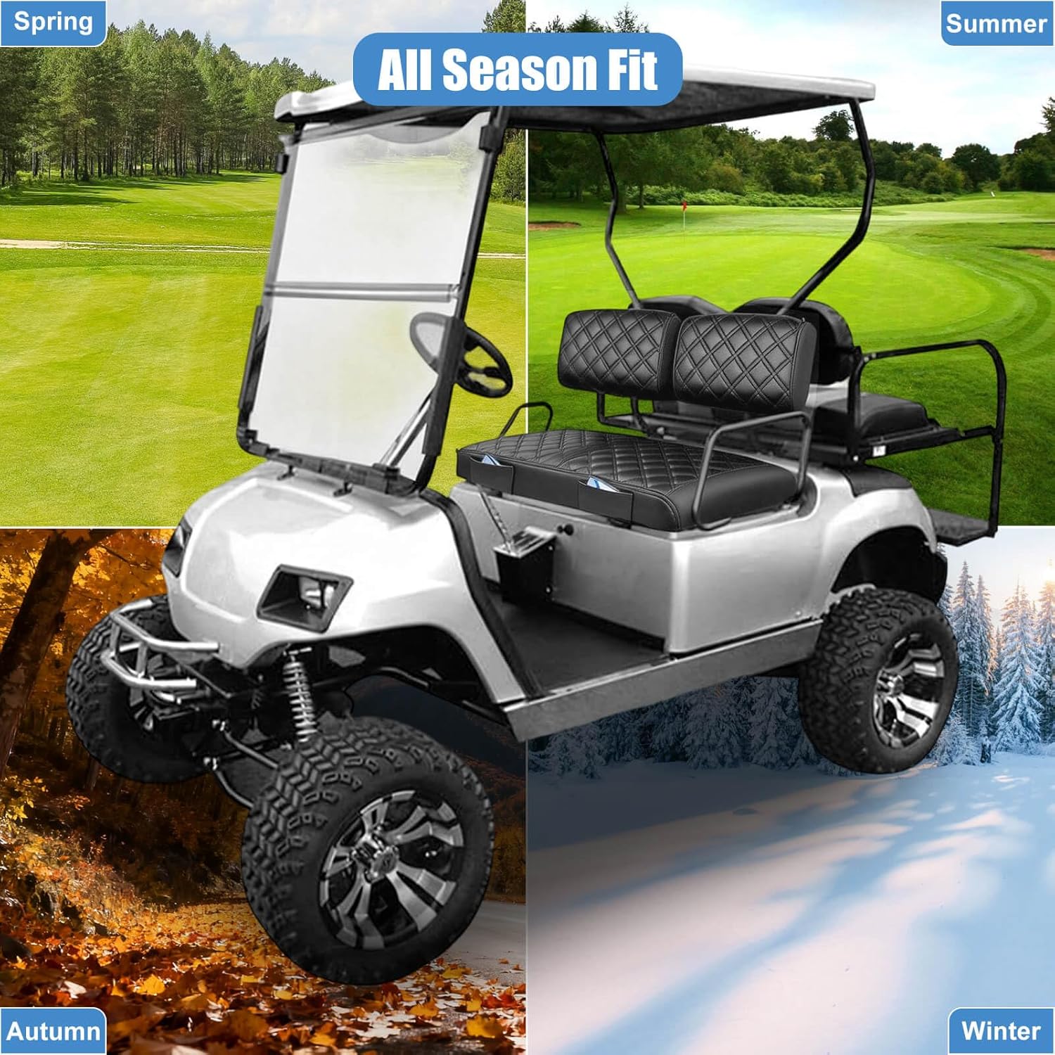 MOSNAI Golf Cart Seat Cover for Yamaha G22 G19 G16 G9 G2, Golf Cart Front Seat Cover Fit OEM Ordinary Seat Cushion, Concave and Convex Design Appearance, Thick Vinyl Leather Comfortable/Breathable