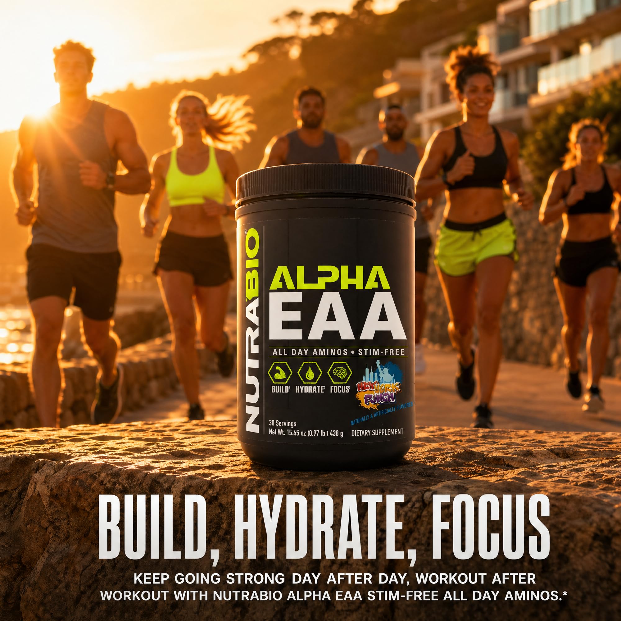 NutraBio Alpha EAA - All-Day Amino Acids for Muscle Growth and Hydration - Essential Amino Acids with Nootropics & Adaptogens- Full Spectrum EAA BCAA Powder - 30 Servings - New York Punch — Amazon image 7