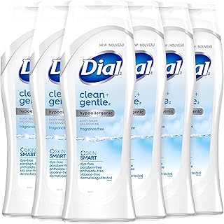 Dial Body Wash, Clean + Gentle Hypoallergenic Fragrance Free, 1.31 Pound (Pack of 6)