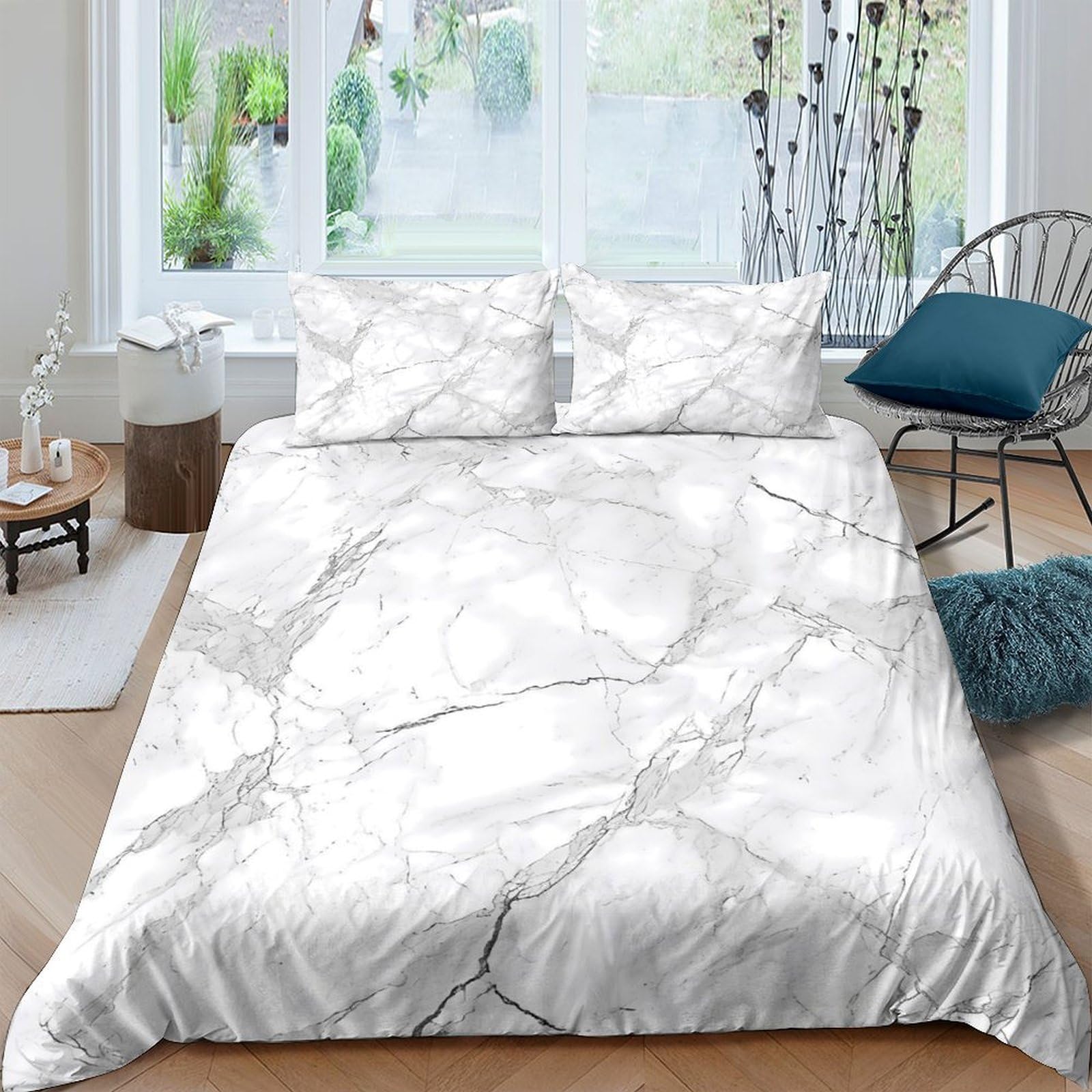 Ctjqhvkz Style-10 3D Printed Marble Texture Fitted Sheet Microfiber Soft White Grey Mattress Cover For Bedroom Guest Room Decor Single（135X200cm）