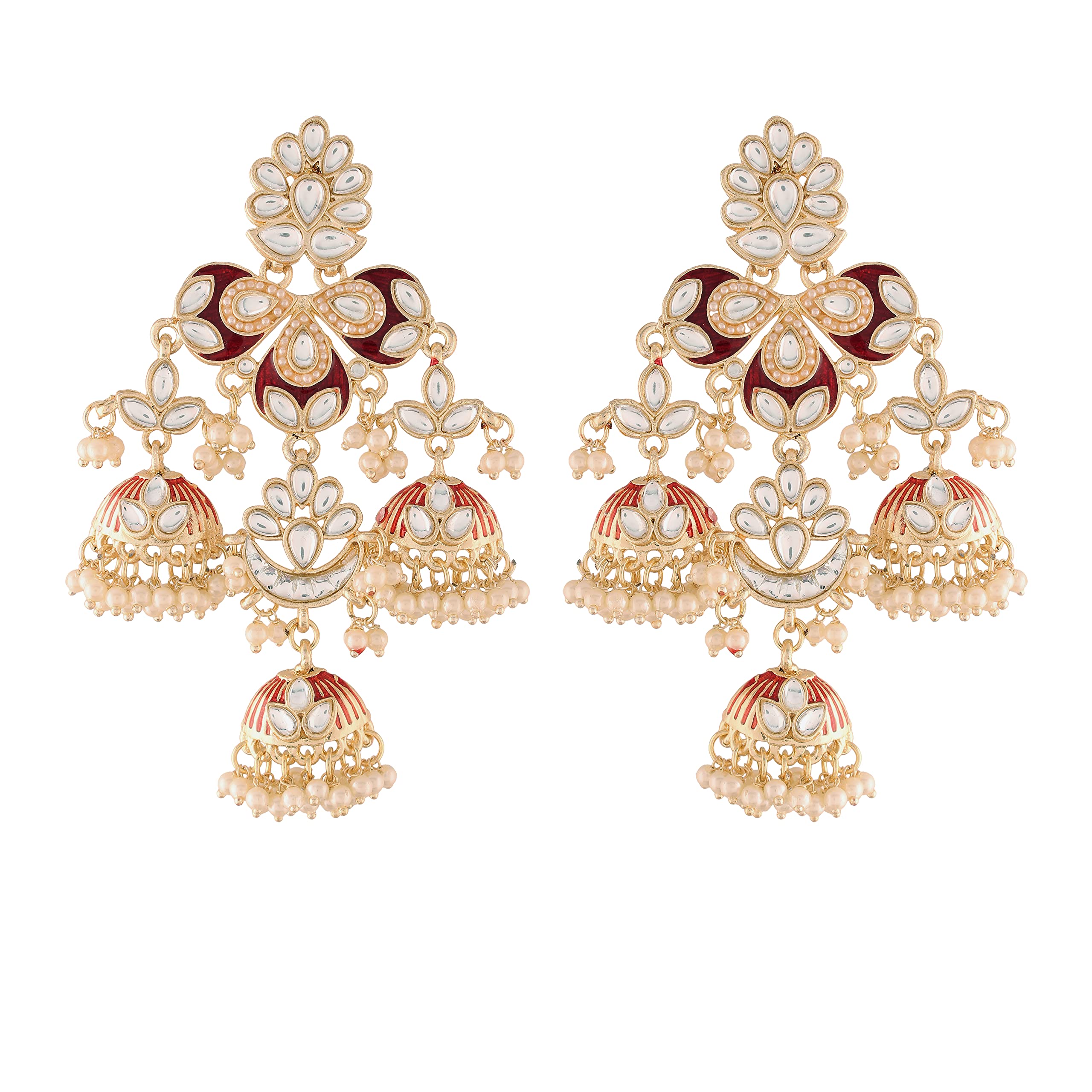 I Jewels 18k Gold Plated Kundan Pearl Studded Jhumki Dangle Earrings for Women (E2946M) (B09LD7S1H8) Amazon Price History, Amazon Price Tracker