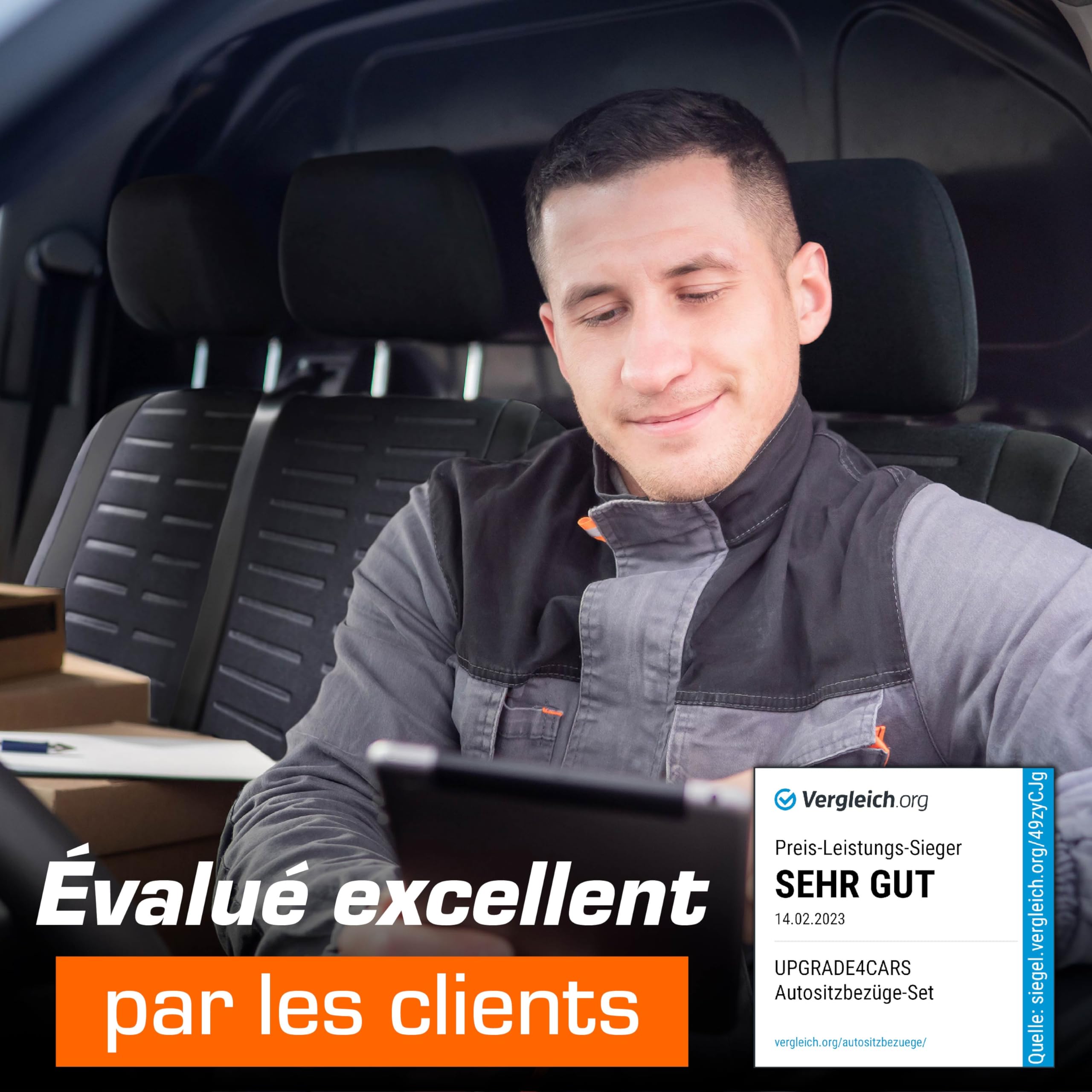upgrade4cars Housses de Siège de Camion Avant Universelle Noir | Pour la plupart des utilitaires & vans | respirant & pratique