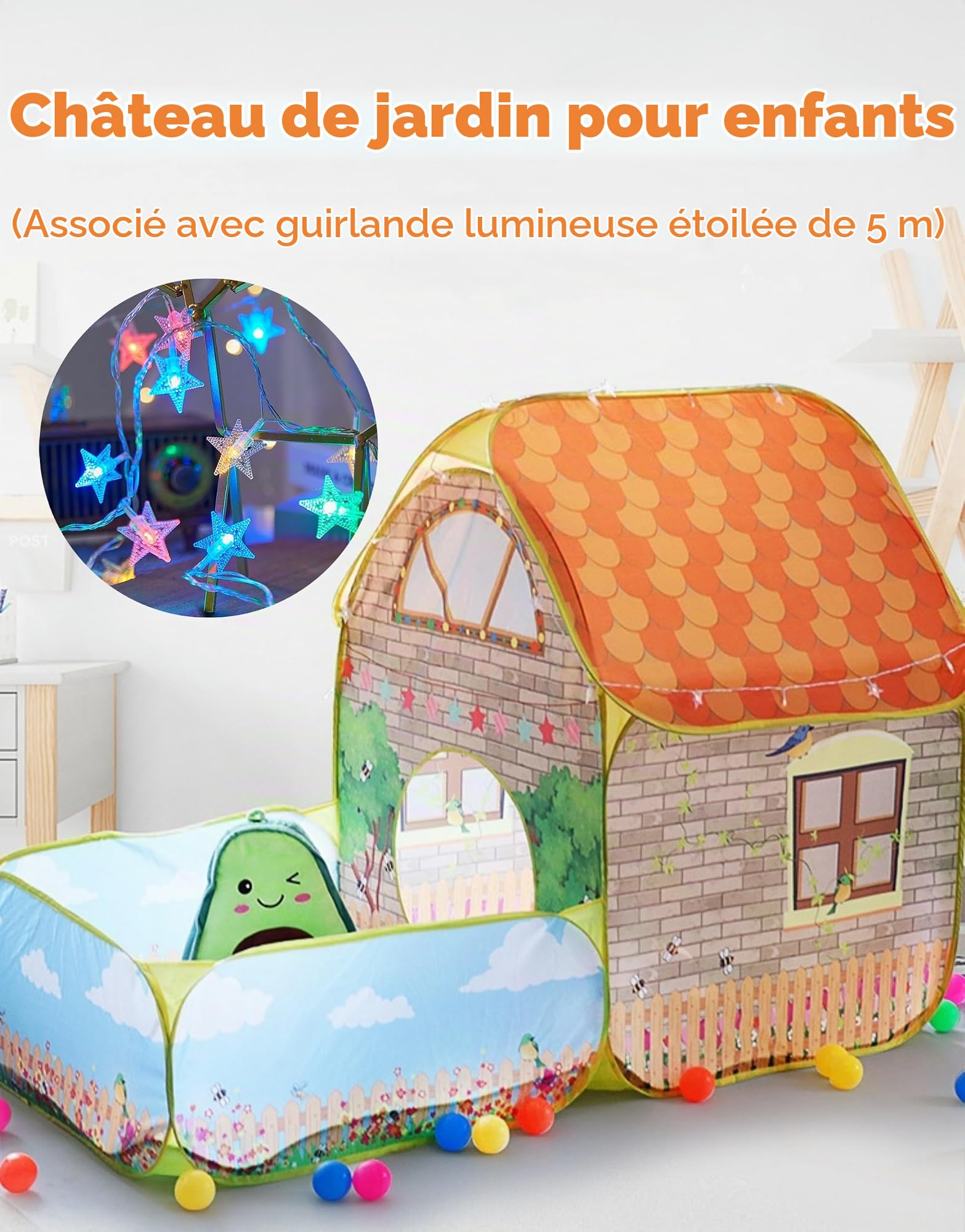 Tente de Jeu pour Enfants avec Piscine à balles, Maison de Jeu d'intérieur pour garçons et Filles, 160 x 80 x 115 cm