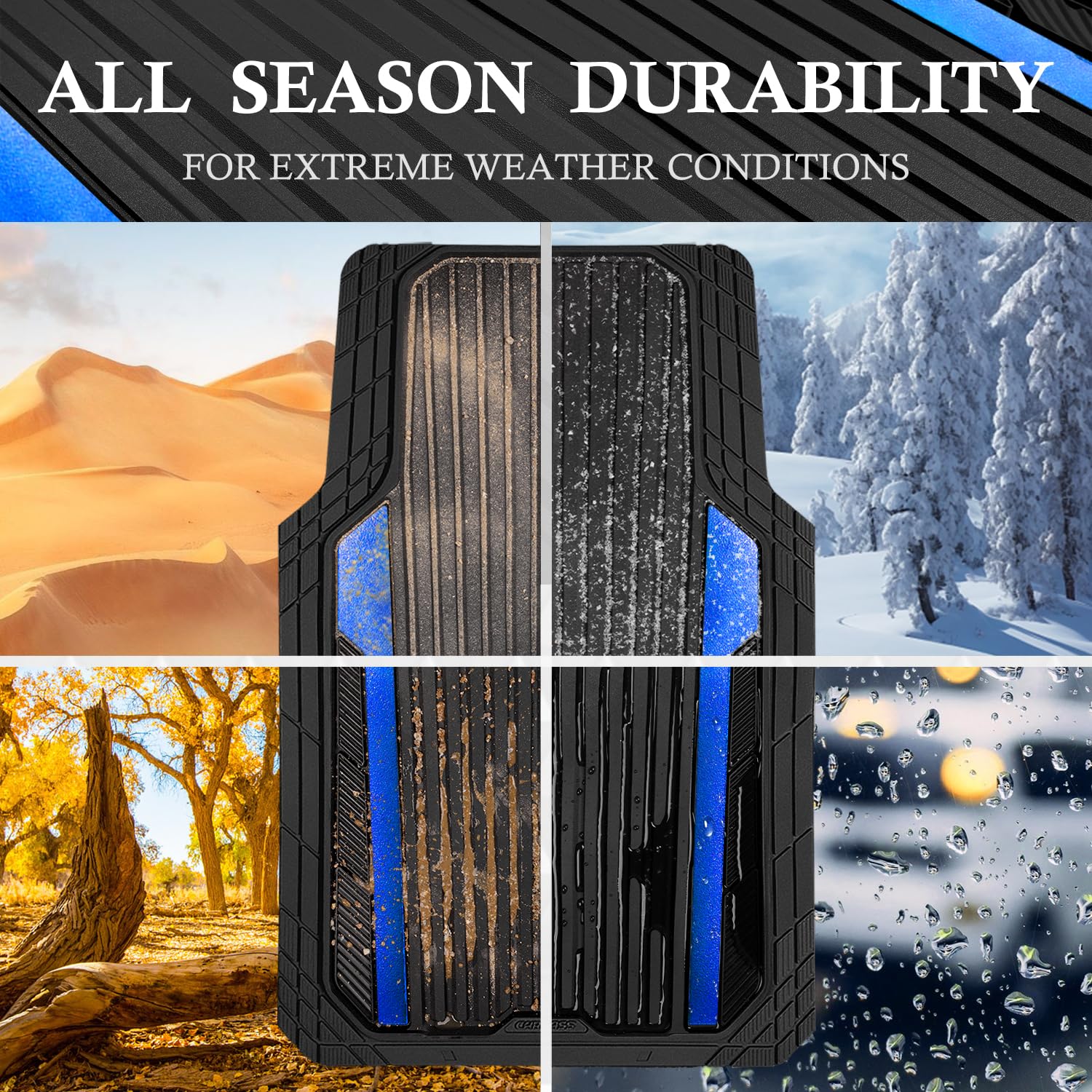 CAR PASS Set completo di tappetini per auto in gomma resistenti e sportivi, per tutte le condizioni atmosferiche, impermeabili, antiscivolo, tappetini per auto, su misura per berline al 95%, SUV