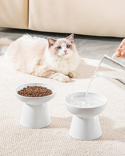 Miniatura 9 de vancasso Paquete de 2 cuencos elevados para gatos, platos elevados de cerámica para alimentos y agua para gatos con 5.1 pulgadas de altura y 6.2