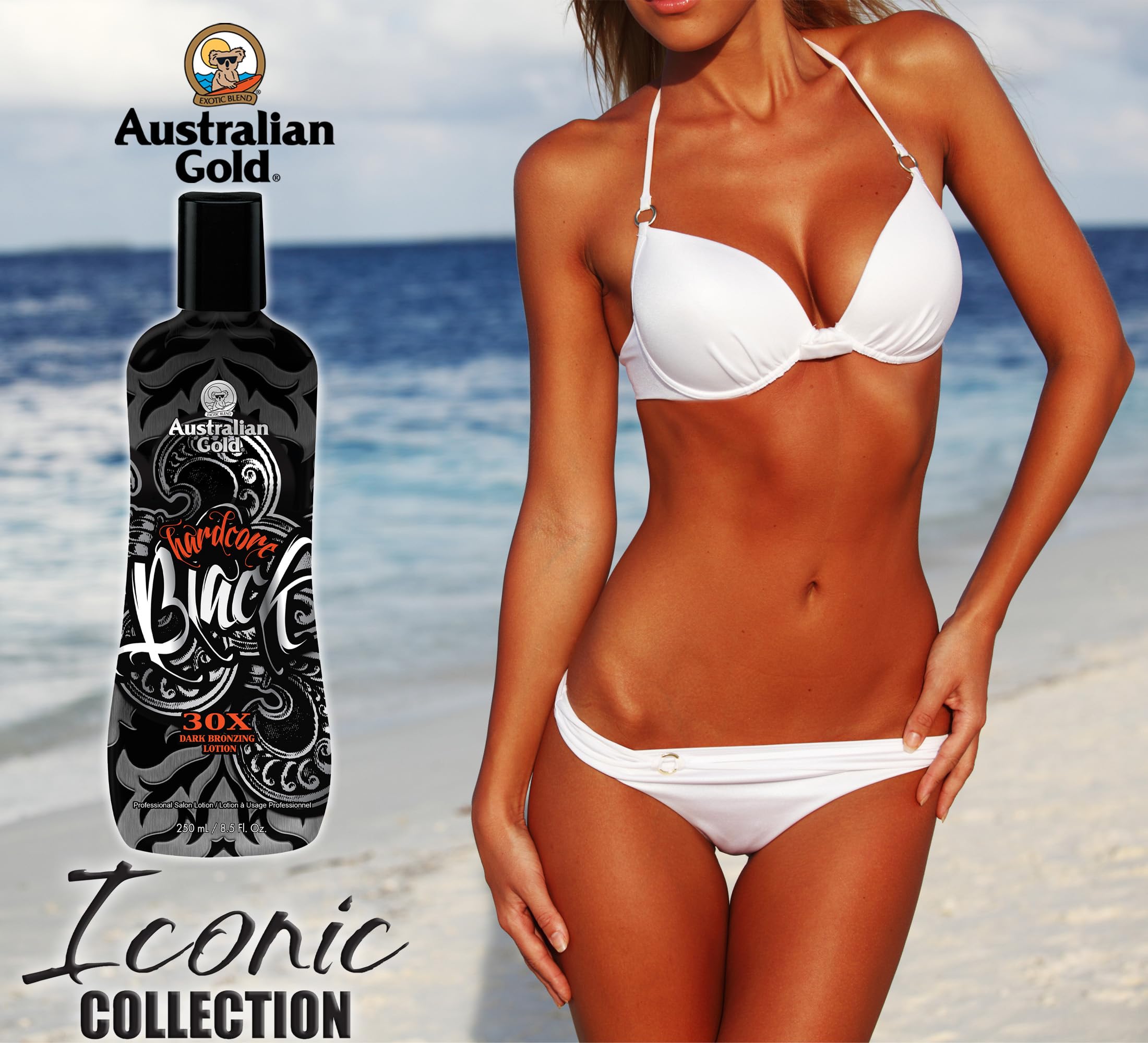 Australian Gold Hardcore Black 30x Lozione abbronzante, 250 ml