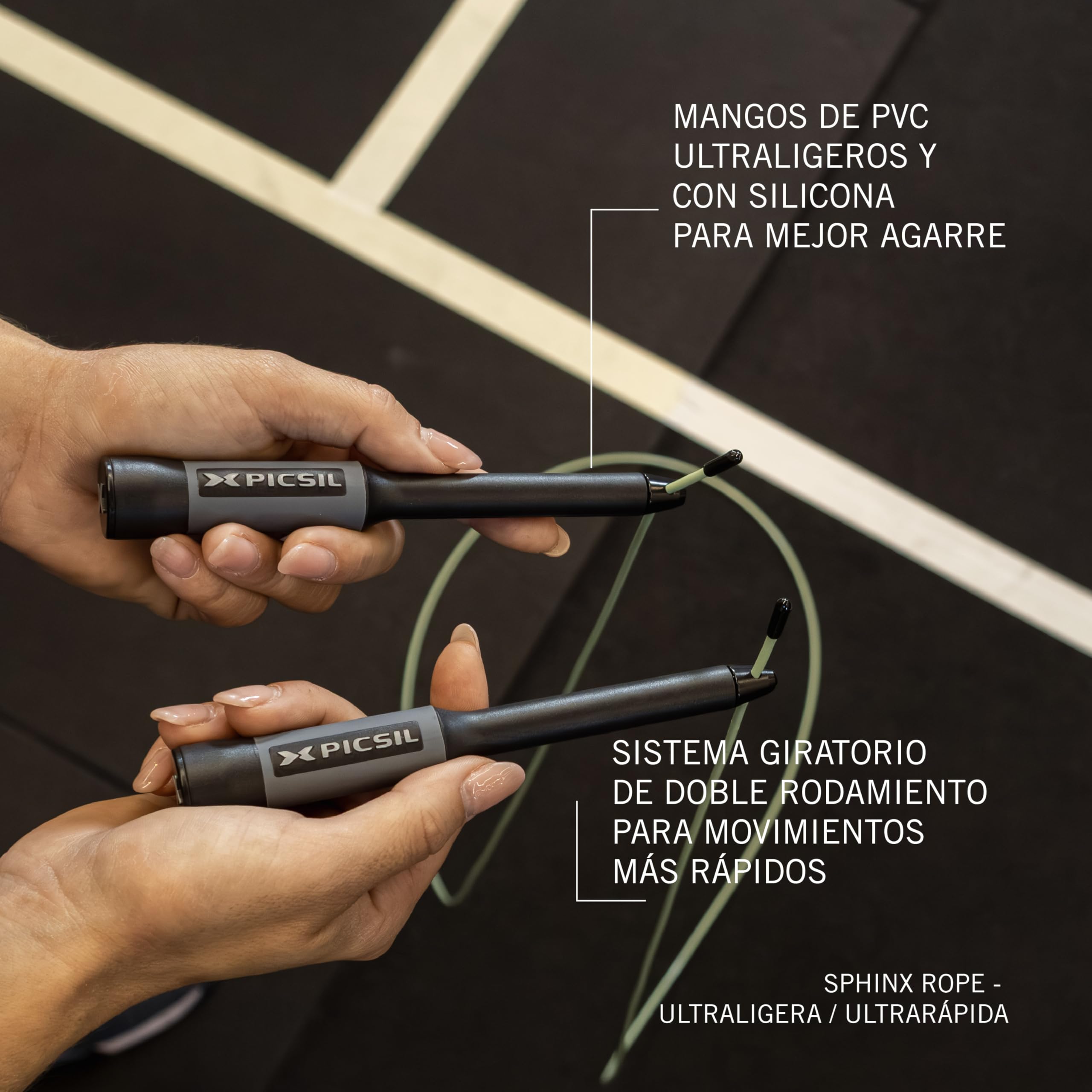 PICSIL - Cuerda para Saltar Sphinx | Comba para Crosstraining, Fitness, Boxeo con Doble Rodamiento | Cable Ajustable para Atletas | Ligera y Resistente |