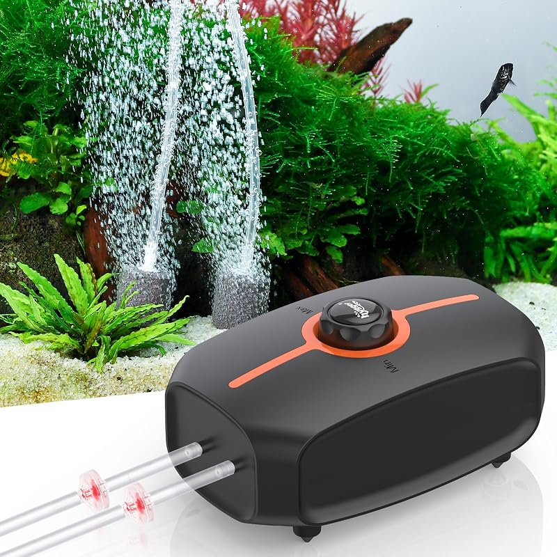 Bomba de Ar para Aquário hygger com Fluxo Ajustável e Dupla Saída, 3,5 W/4,5 W