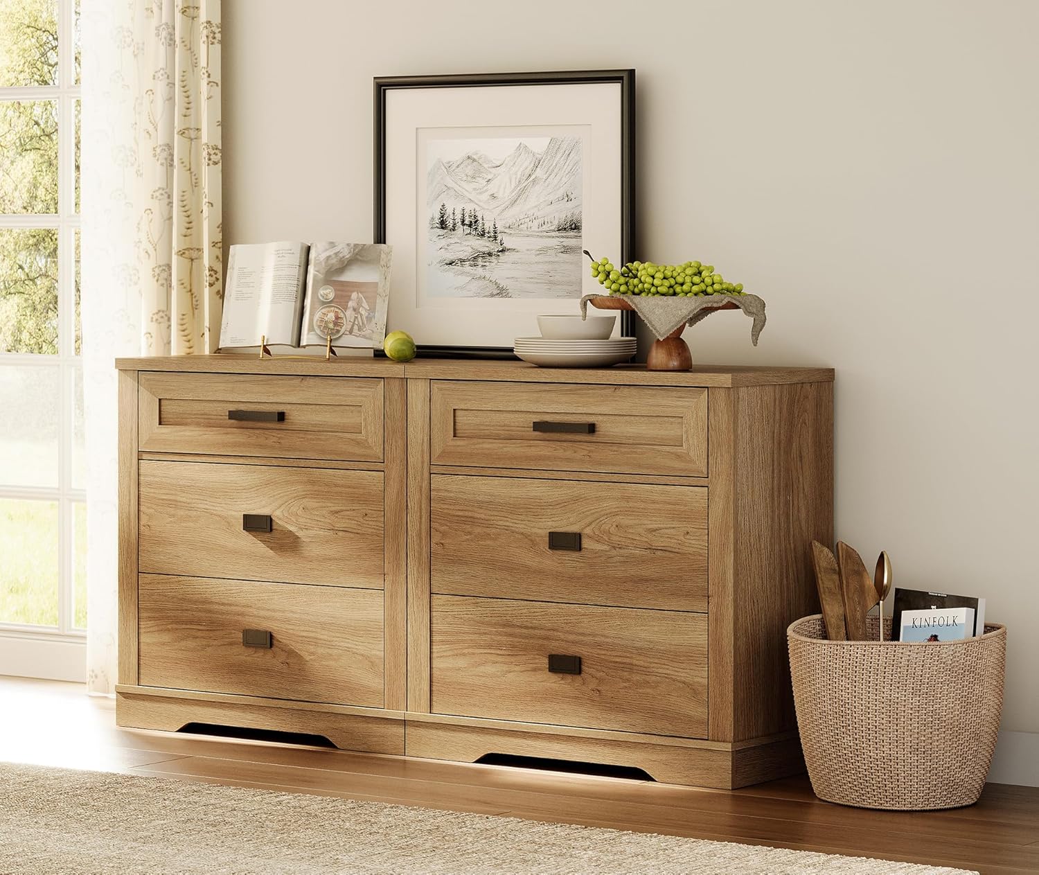 WAMPAT dresser used as a TV stand in a living room