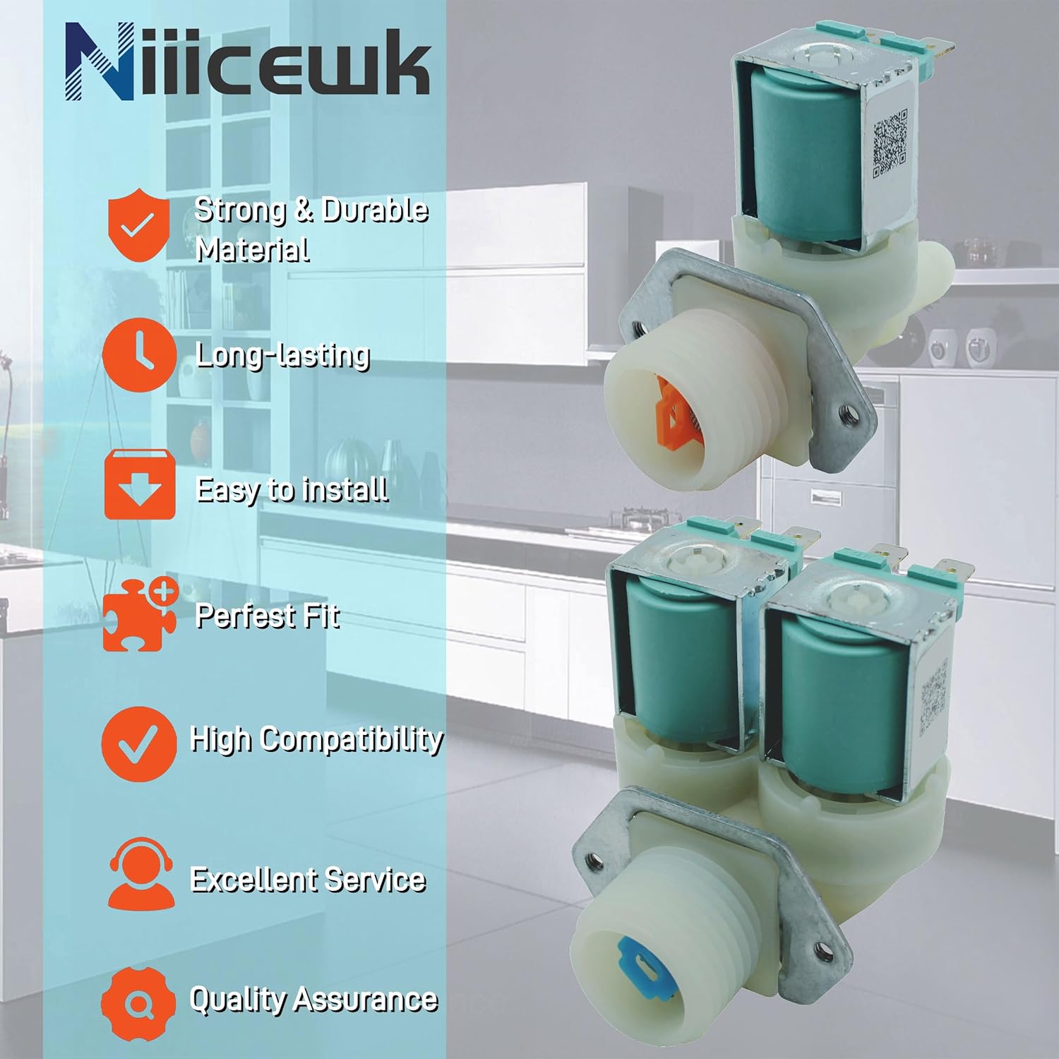 Upgraded Water Inlet Valve Set Fit for Samsung Washing Machines,Replacement with DC62-30312J & DC62-30314k,W11165546, W11220230, Compatible Kenmore, Whirlpool, Maytag Washers