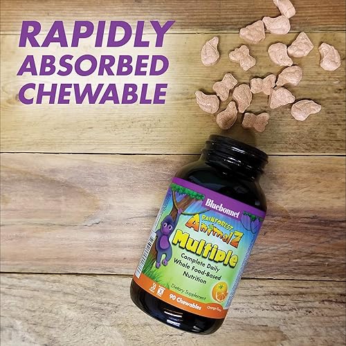 Vista 15 de Bluebonnet Nutrition Rainforest Animalz - Múltiples tabletas masticables a base de alimentos integrales, multivitamínico y mineral para niños