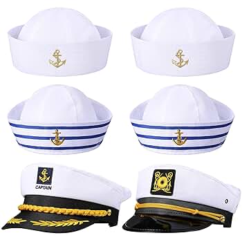 帽子 Captains hat SATINIOR 6 Pieces Yacht Captain Sailor Hat Navy and White