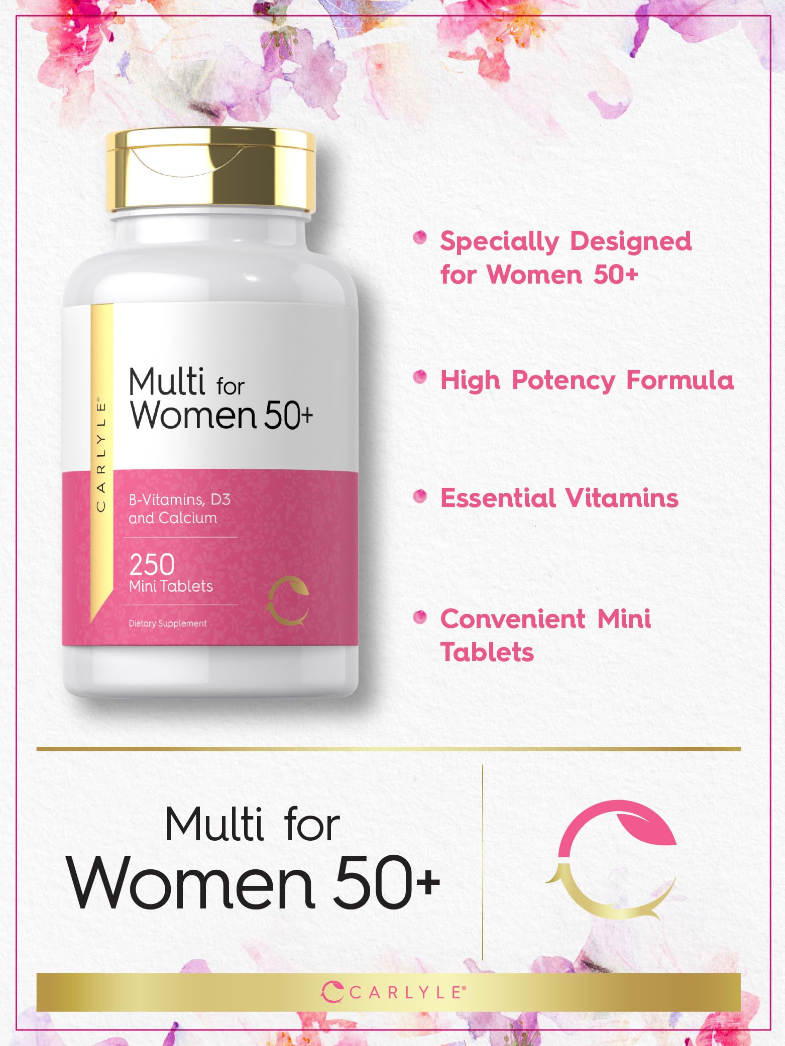 Carlyle Multivitamin for Women 50 and Over | 250 Mini Tablets — Amazon image 3