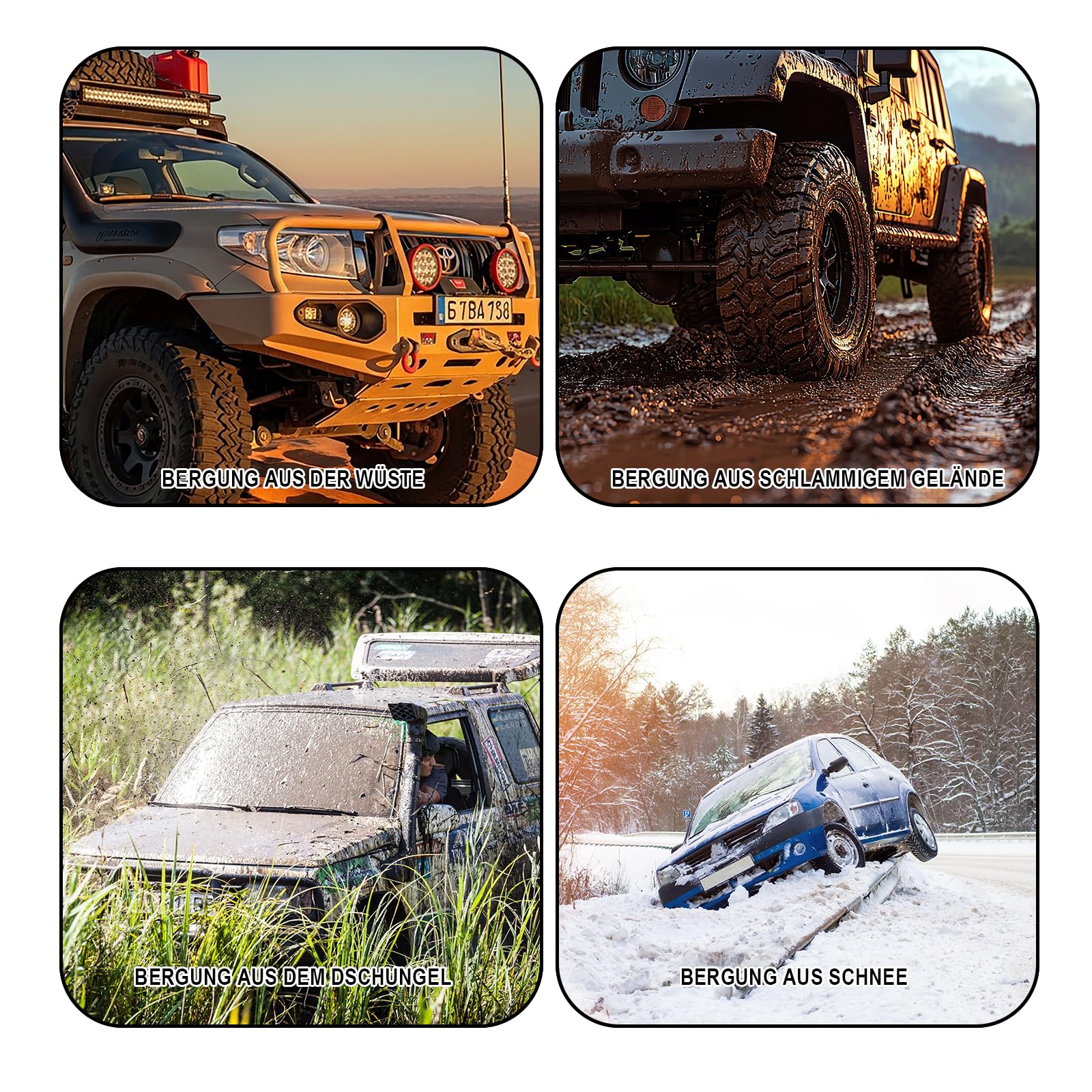Kunststoffseil Windenseil Abschleppseil, 8 mm x 15 m Synthetic Winch Rope mit Schutzhülle Metallhaken und Handschuhe Synthetische Windenseil für Zum Ziehen Von ATV UTV Auto SUV und Großen Offroadern