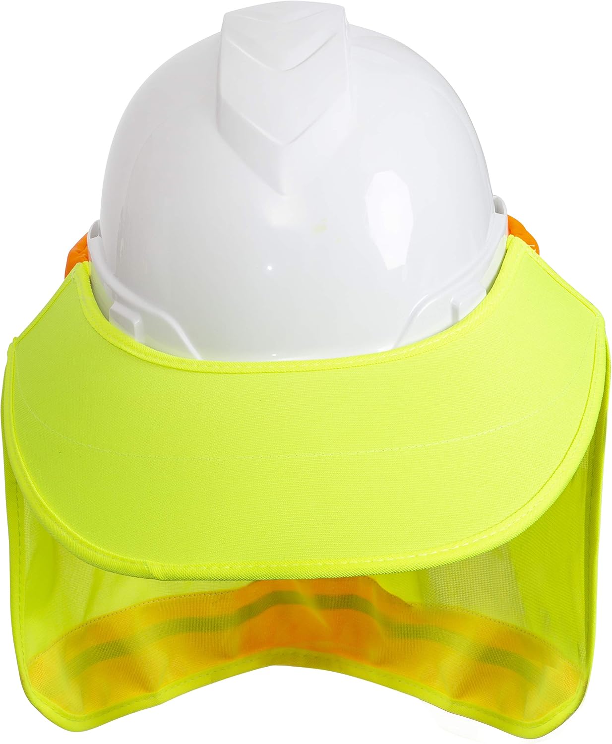 Hard Hat Neck Sun Shade With Visor - Reflective Stripe - High Visibility and Elastic for Safety Hard Hat Helmets One Size Fits All - Yellow