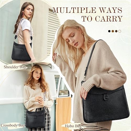 Miniatura 5 de RAVUO Hobo - Bolsos de hombro para mujer, bolsos cruzados de cuero vegano de moda y bolso de mano con 2 correas desmontables