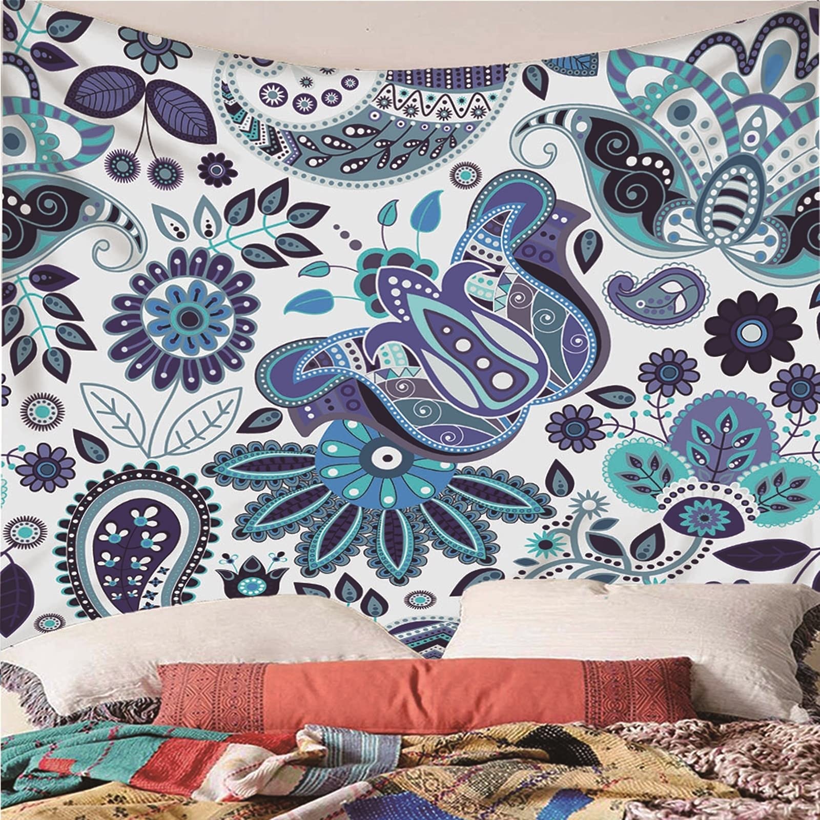 Aeici Tapiz Tela Pared, Tapiz Sofa Flor Tapices De Pared Pareo/Toalla De Playa Grande, Sofá(300X260Cm)